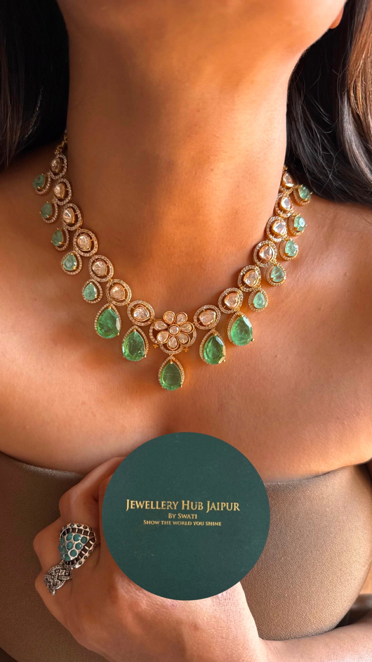 Mint doublets floral designer Necklace