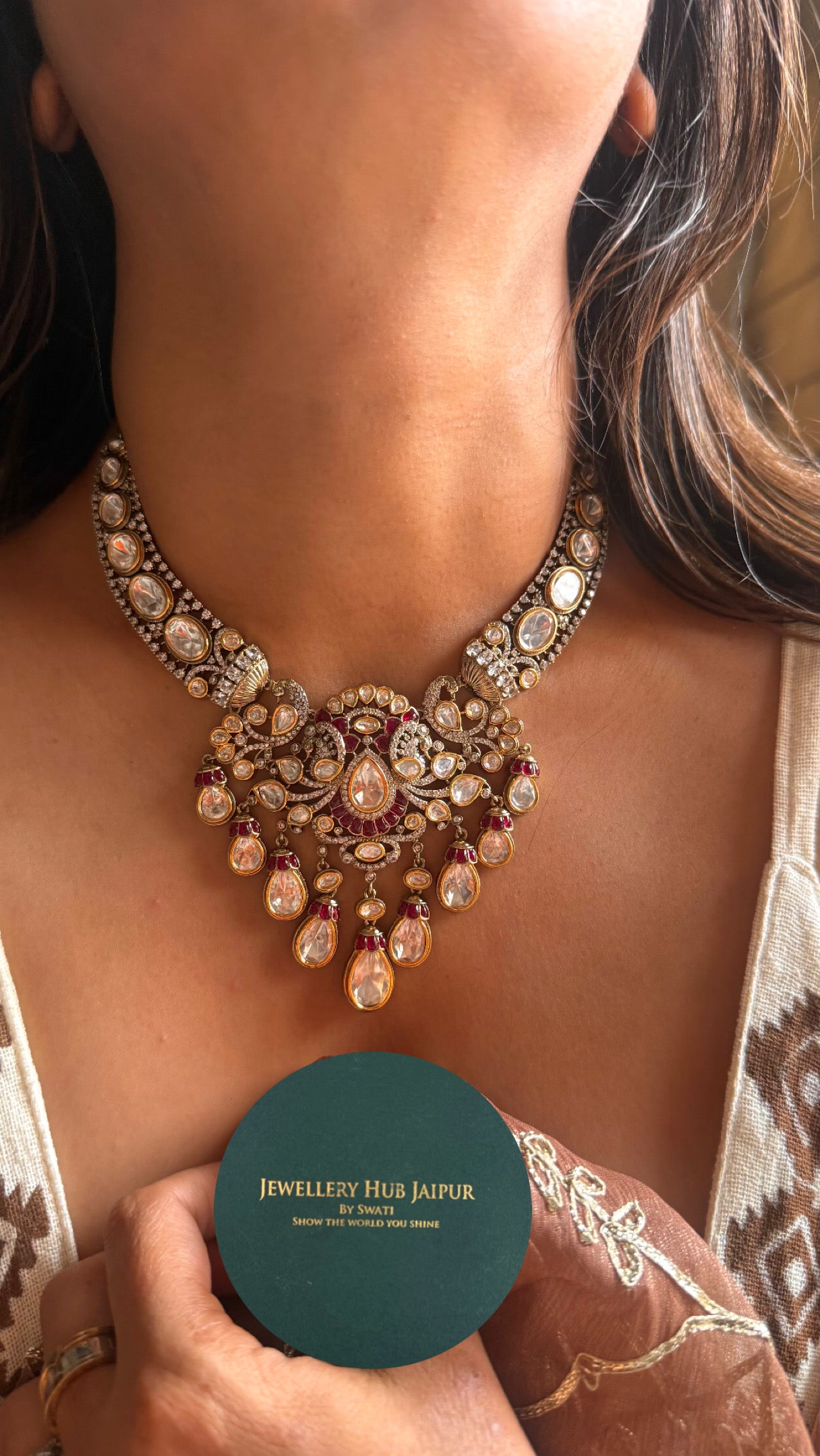 Vintage ruby moissanite collar Necklace