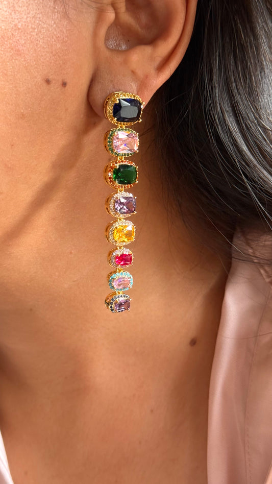 Gold-Plated Multi-Gemstone Linear danglers