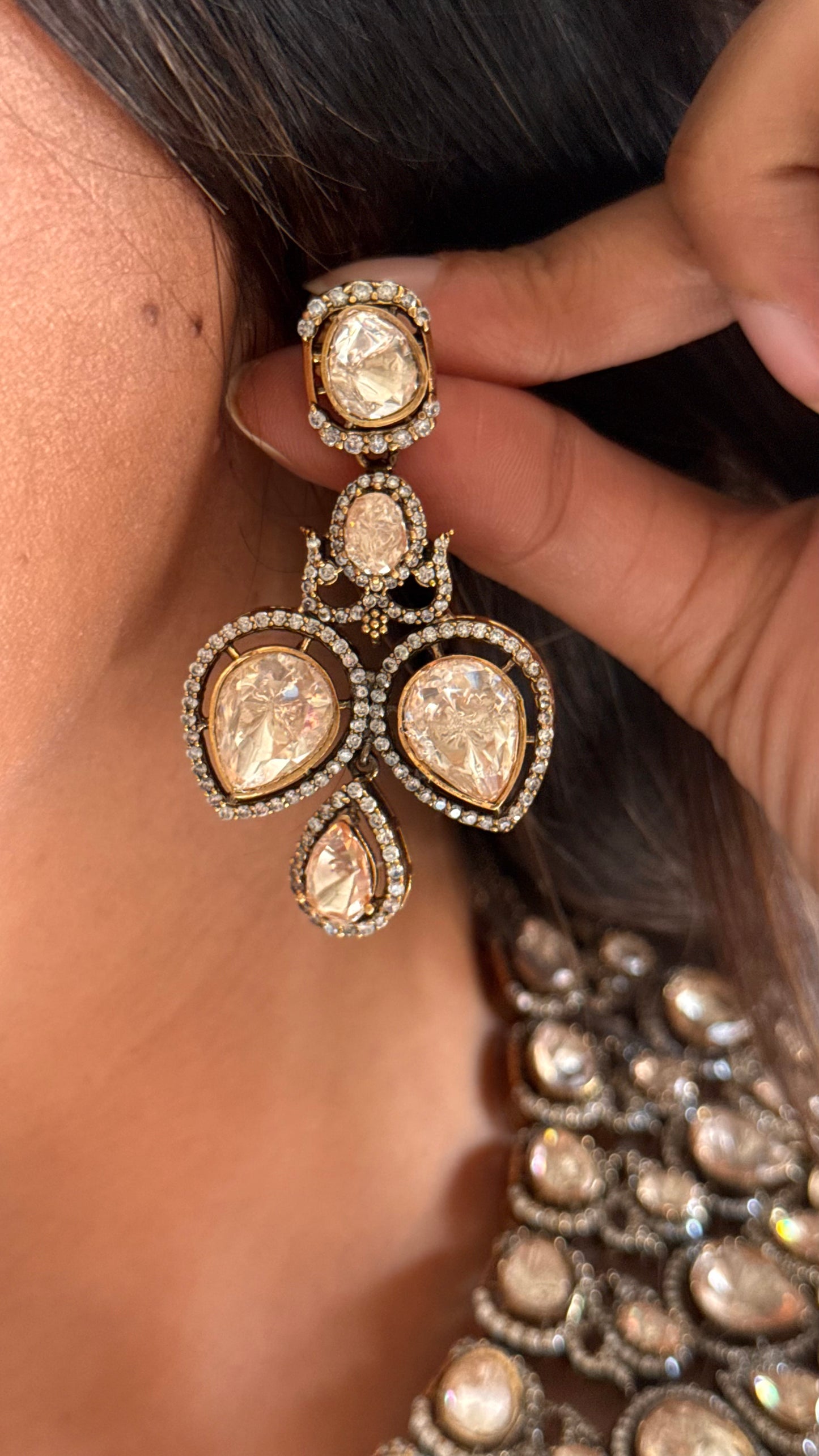Peeli polki moissanite Victorian collar Necklace