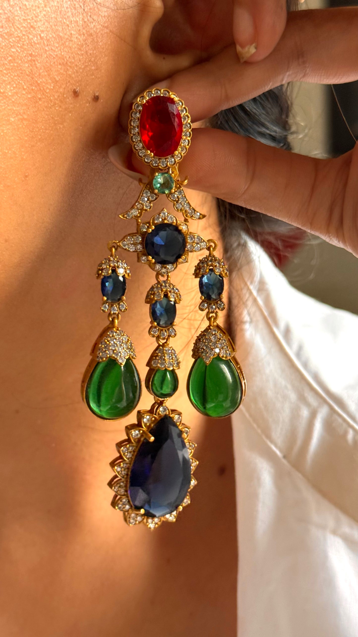 Sabhyasachi inspired multi coloured danglers