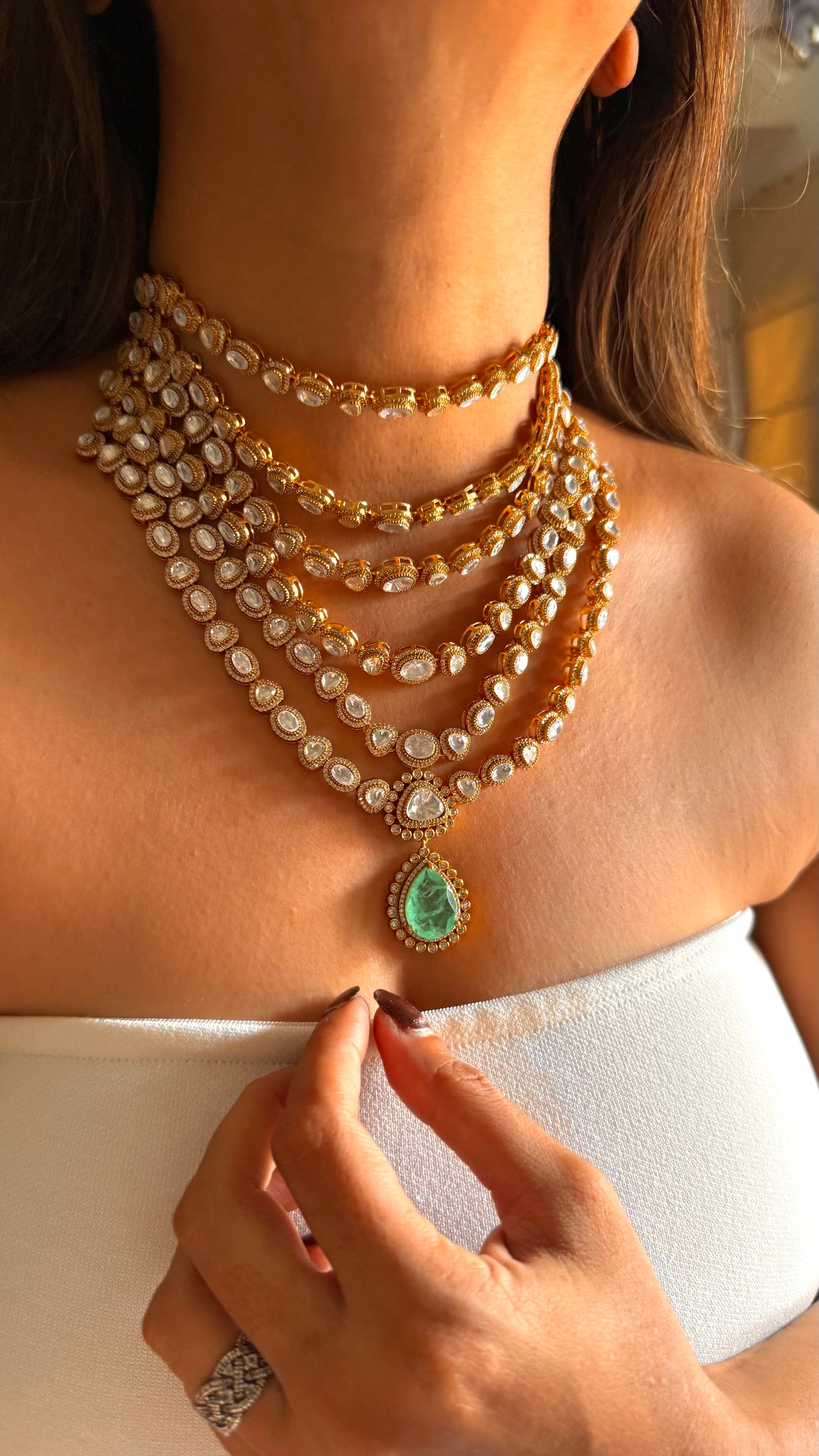 Mint doublet 6 layer Moissanite set