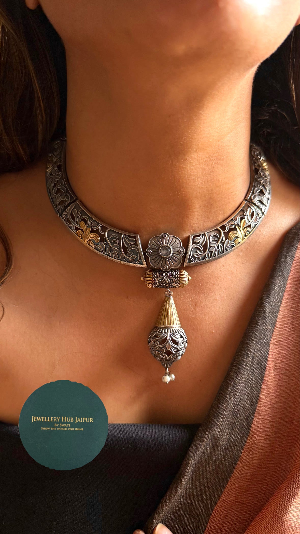 Mehru tribal floral detailing necklace