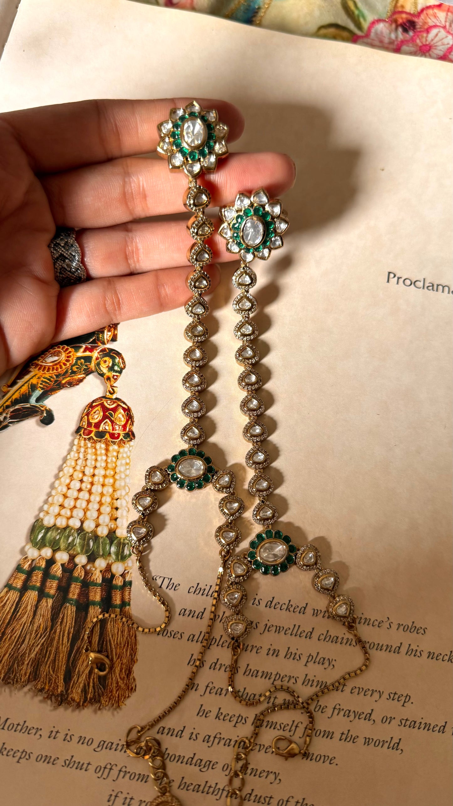 Emerald with drops heritage bridal combo Necklace