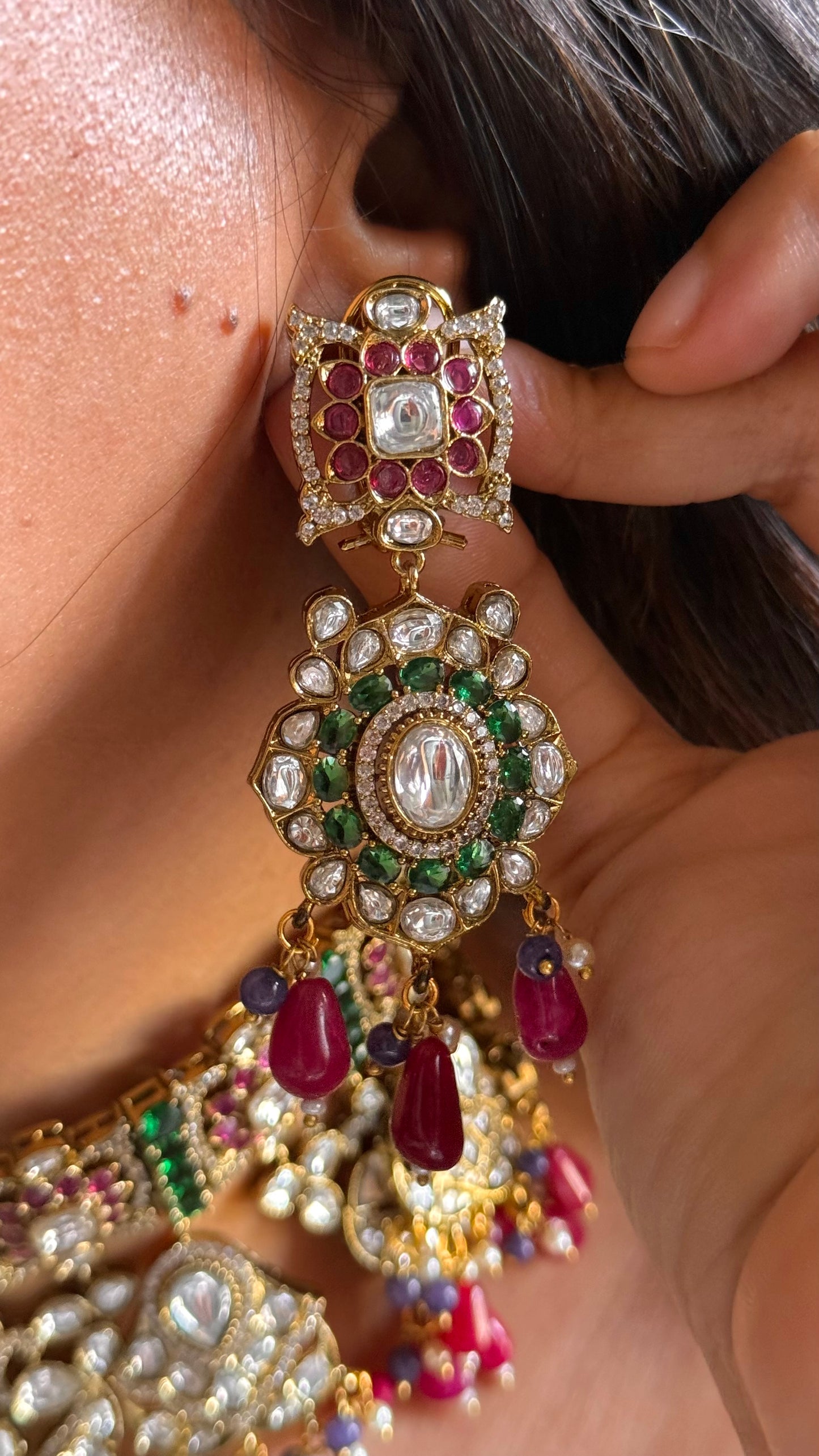 Bridal Asia emerald & ruby designer necklace