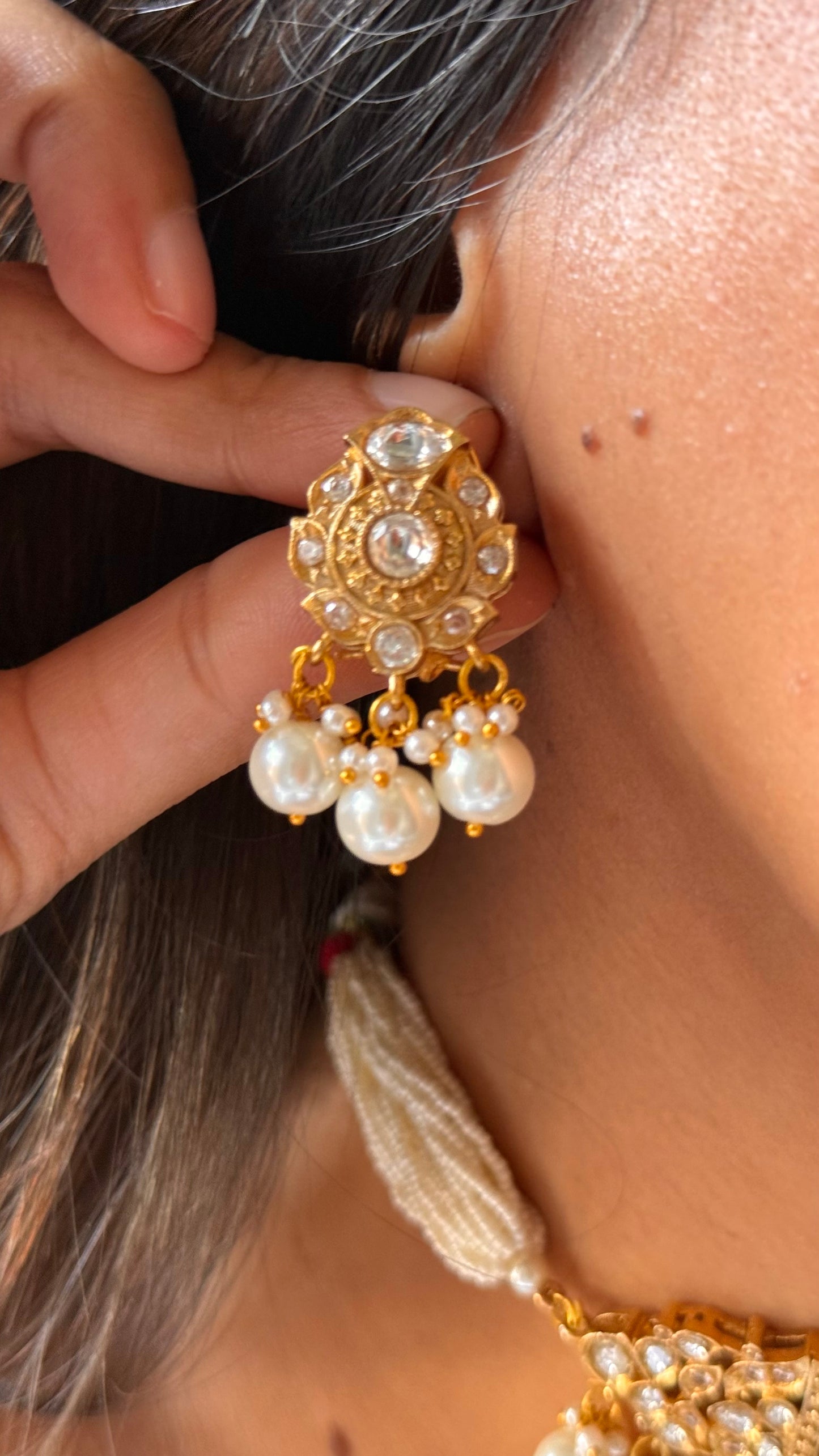 Paachi Kundan with pearl detailing choker necklace