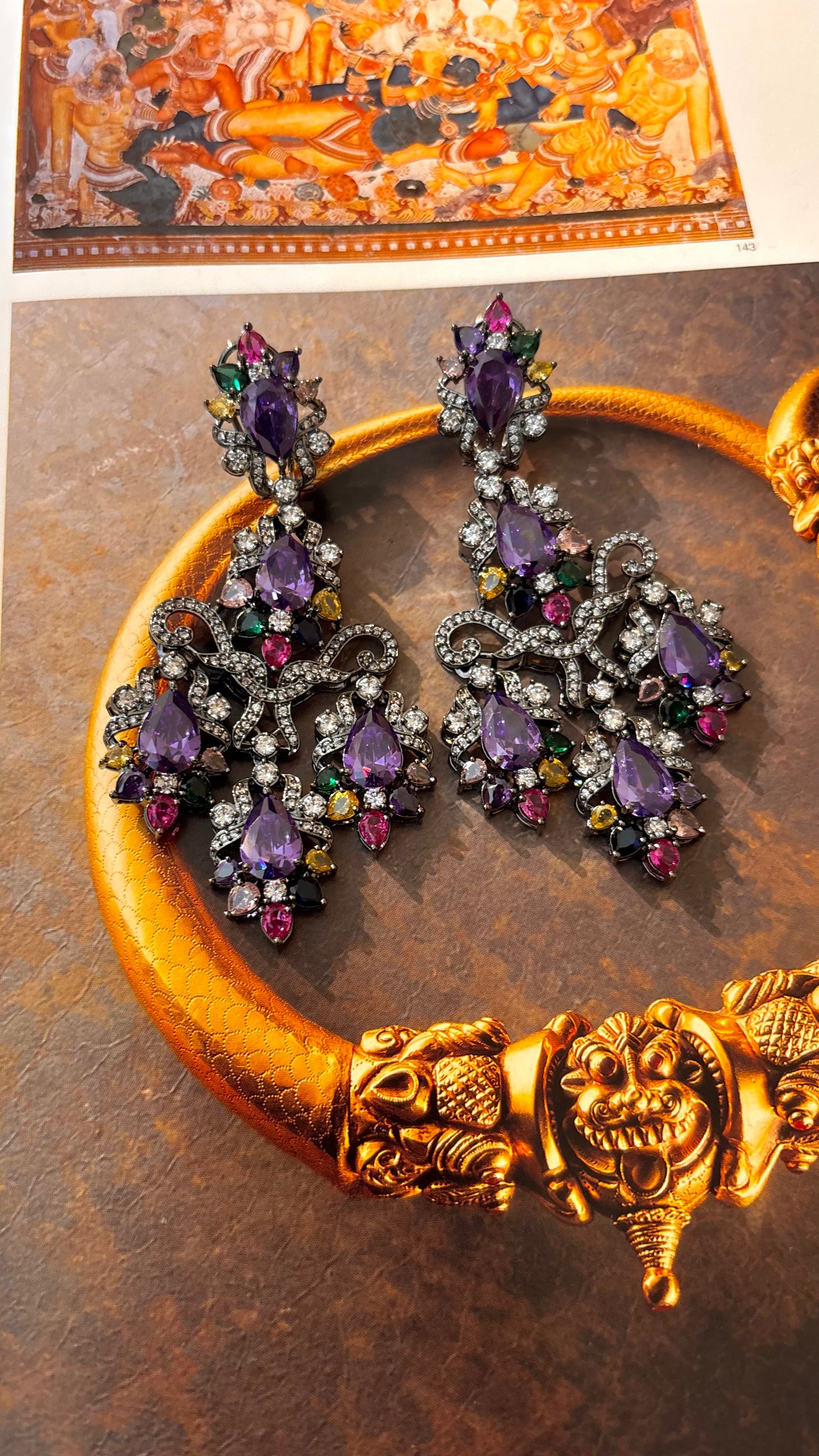 Tanzanite & Rubg Swarovski Danglers