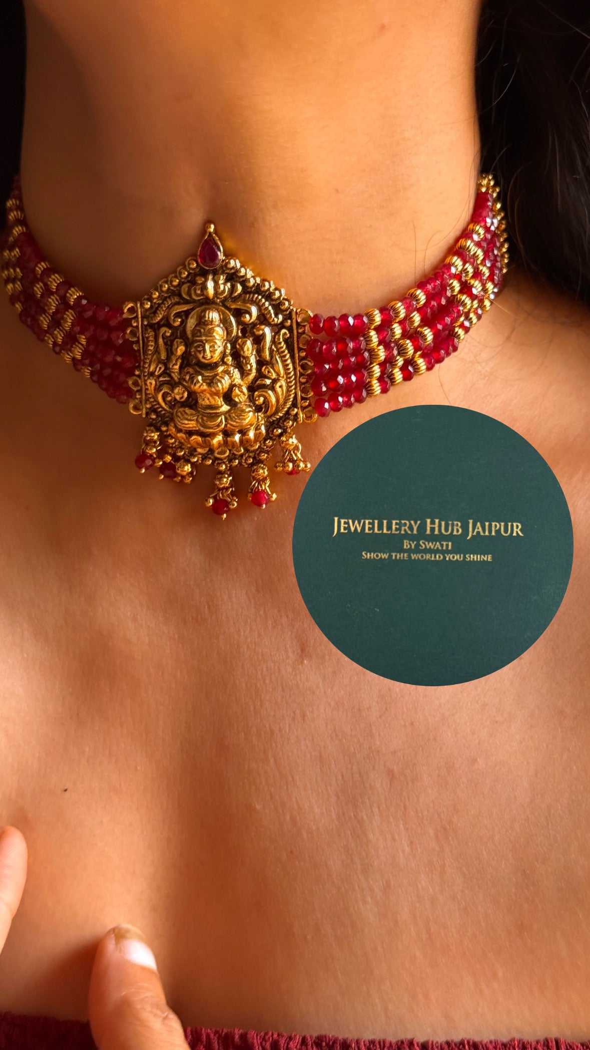 Goddess Laxmi ruby choker set