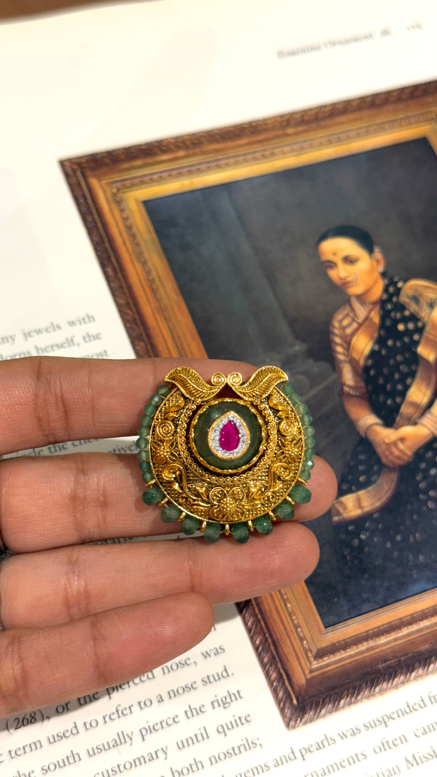 Oxidised tear drop rani pink ruby ring