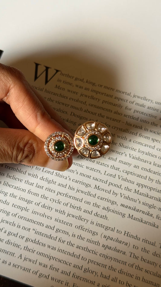 Emerald moissanite adjustable ring