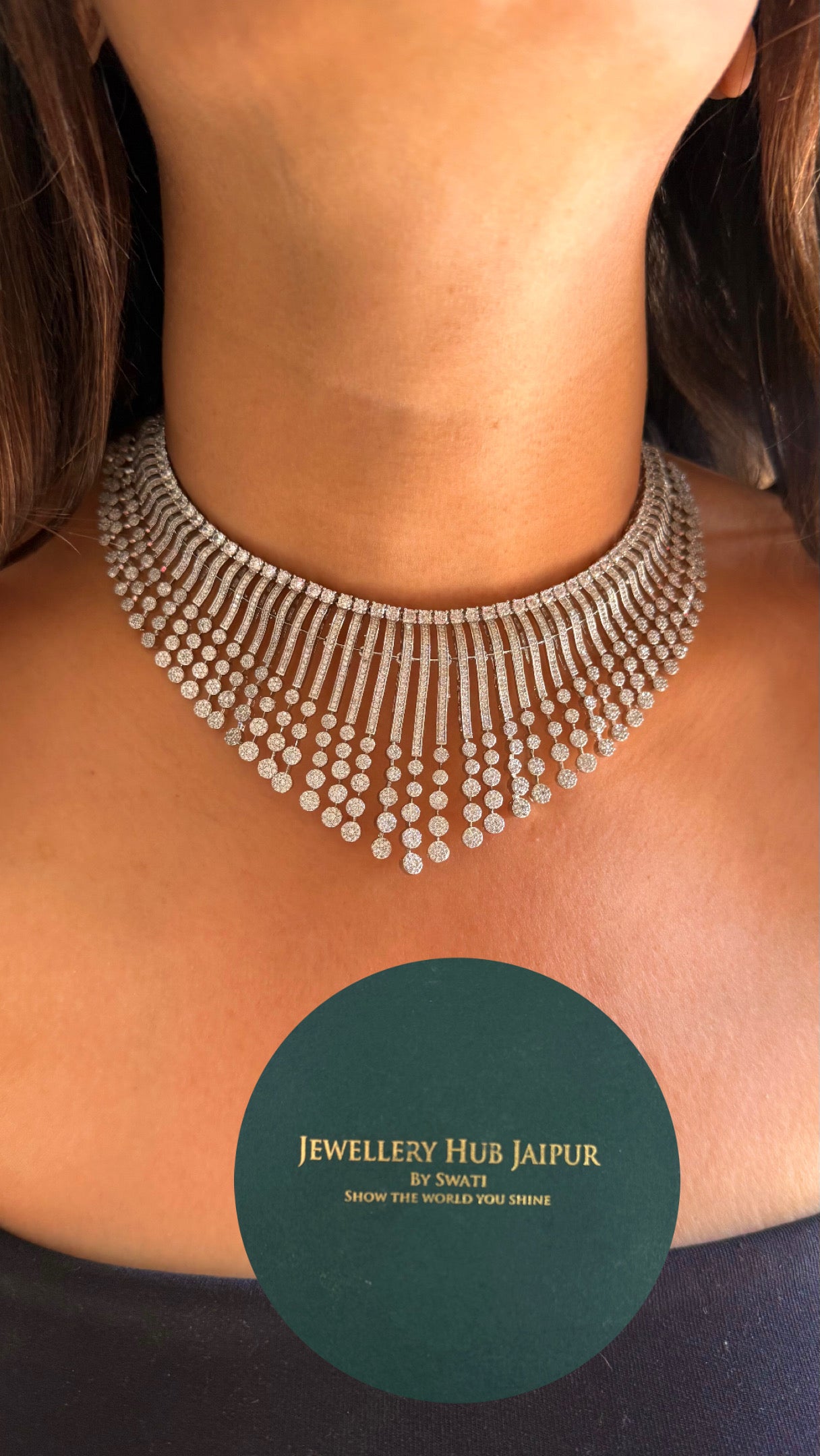 Cz diamond designer collar necklace