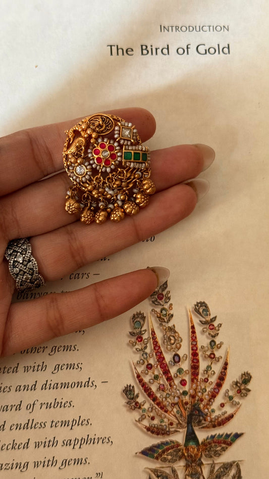 Ruby & emerald Rajwada adjustable ring