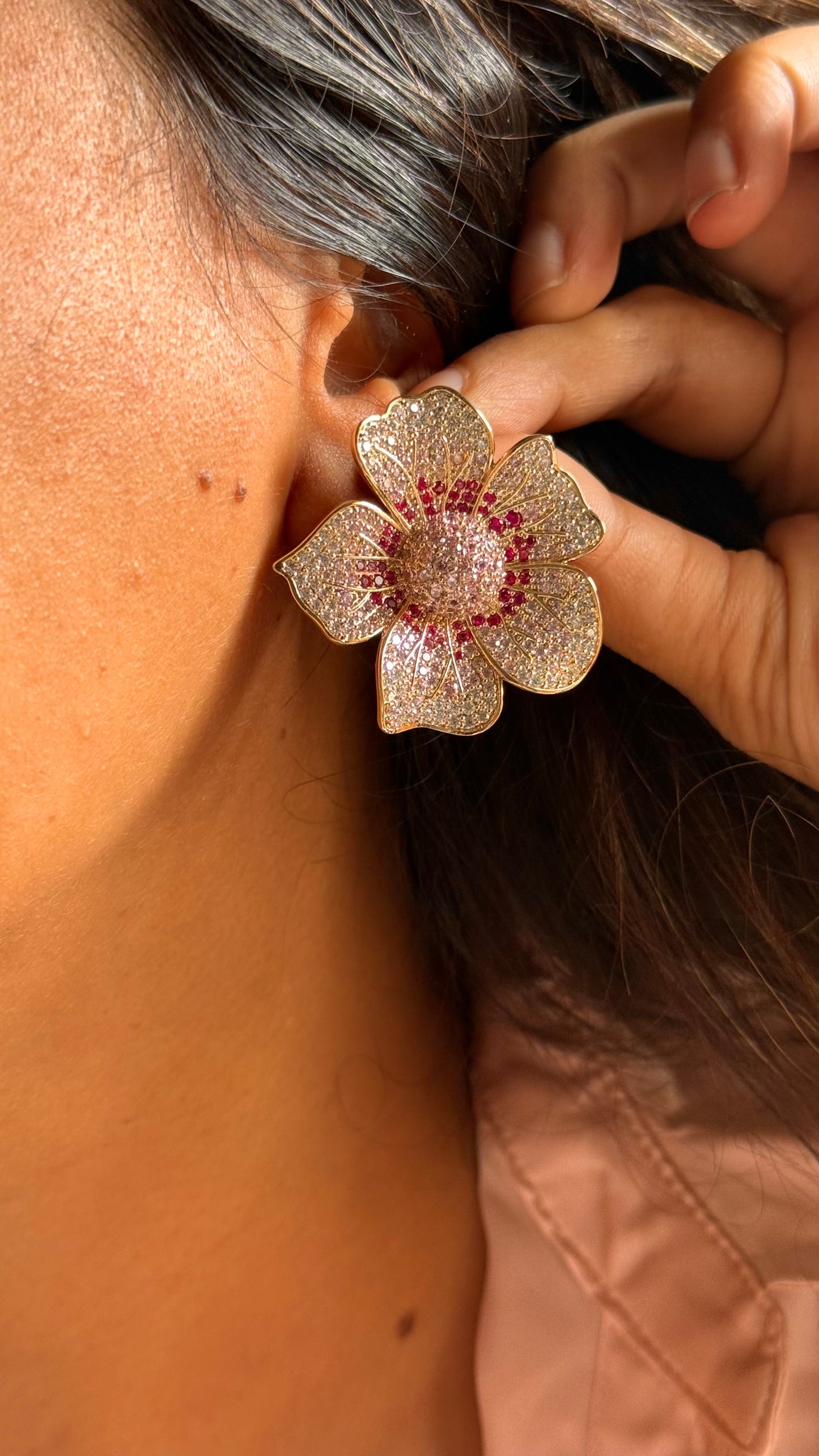 Rose Pavé Bloom Studs