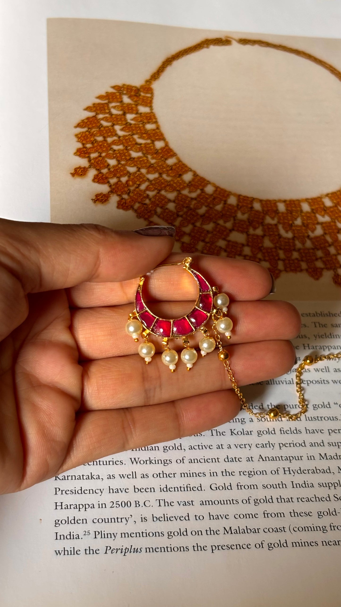 Rani pink chaand designer Nath