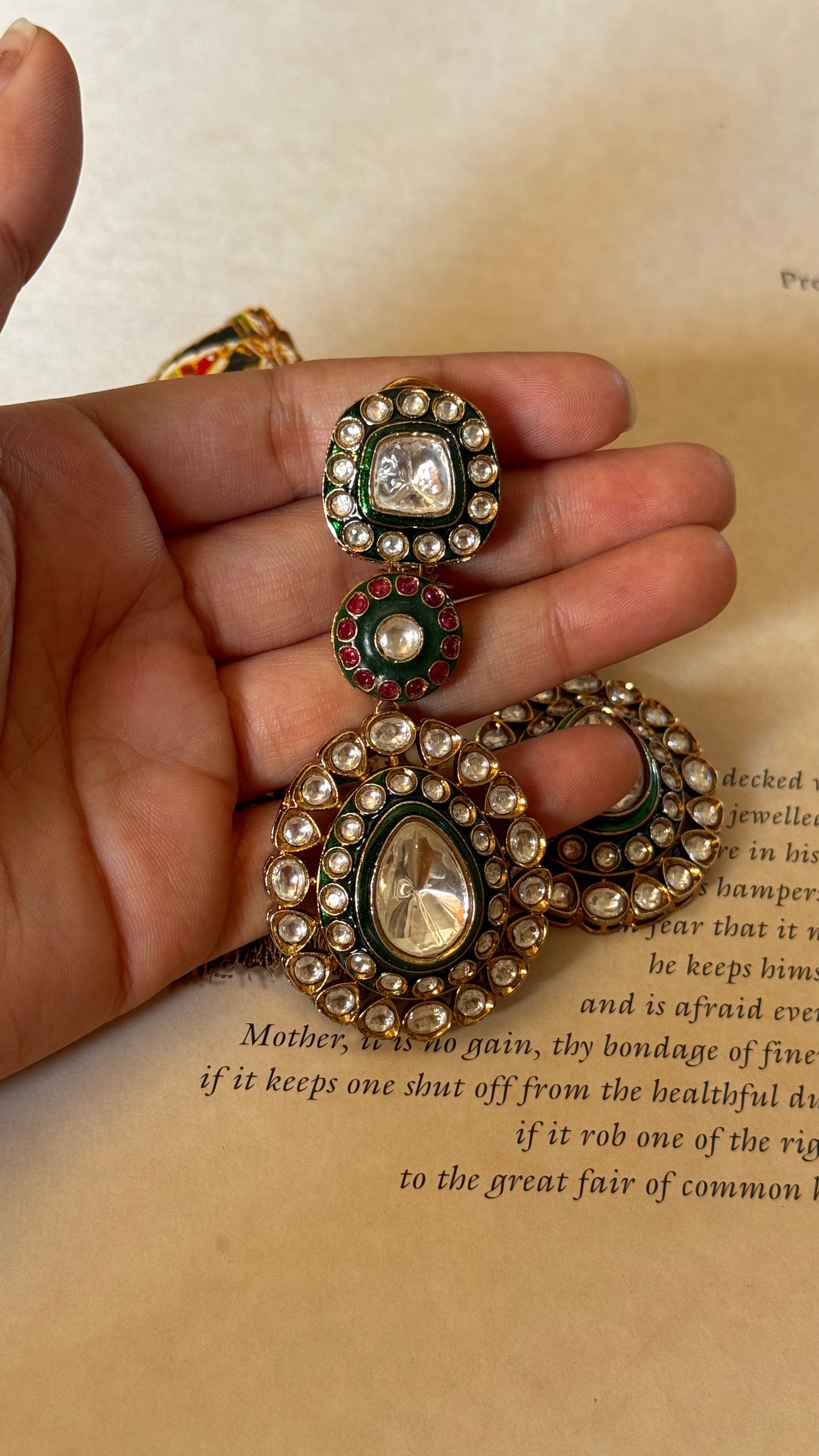 Ruby & emerald meenakari Earrings