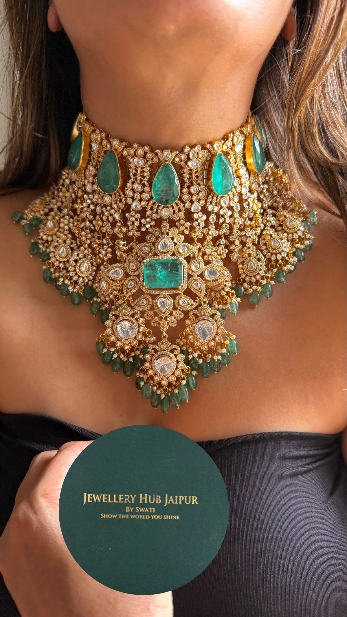 Bridal asia drop shape turquoise rani Necklace
