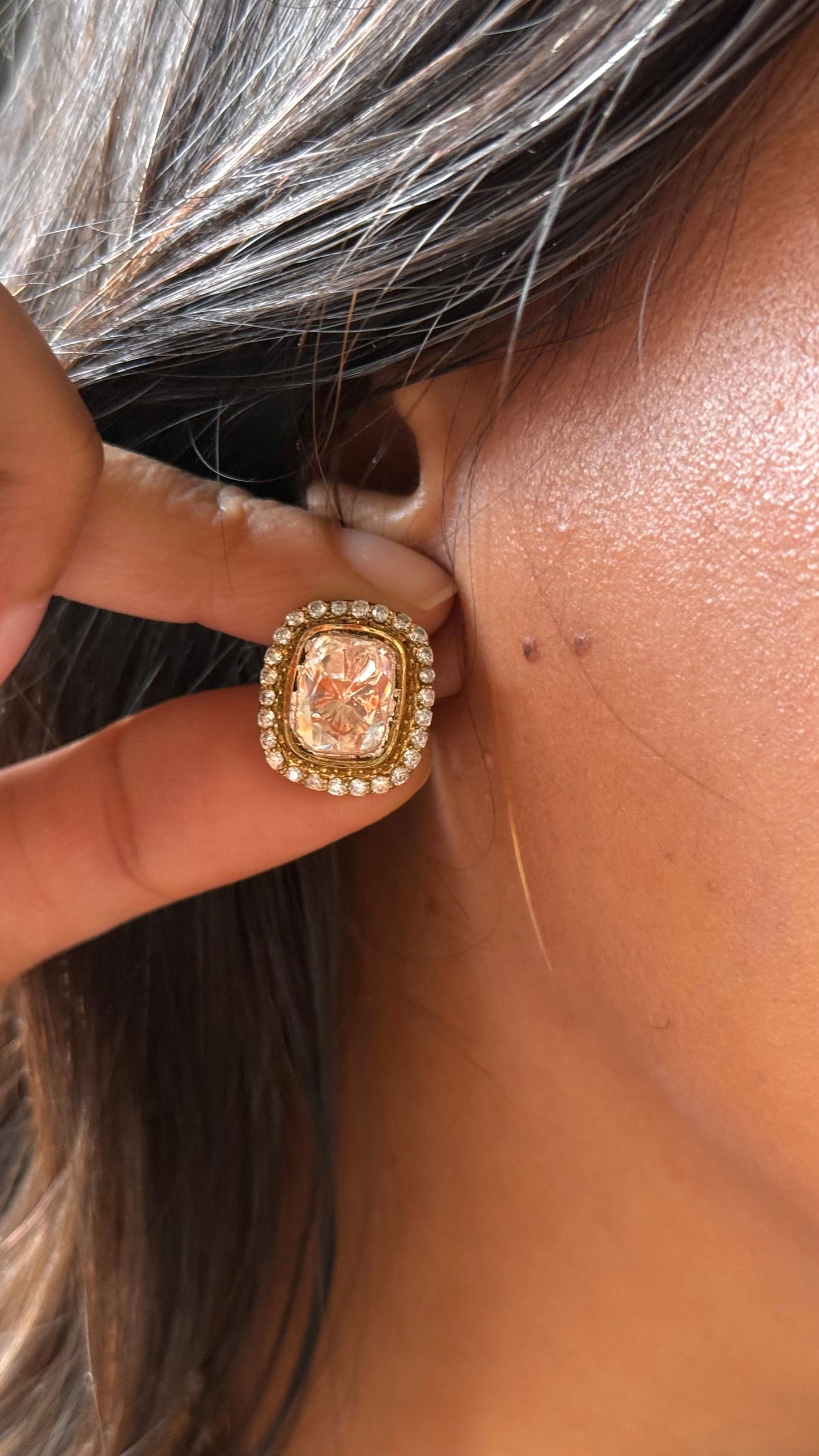 Uncut peeli polki single line necklace