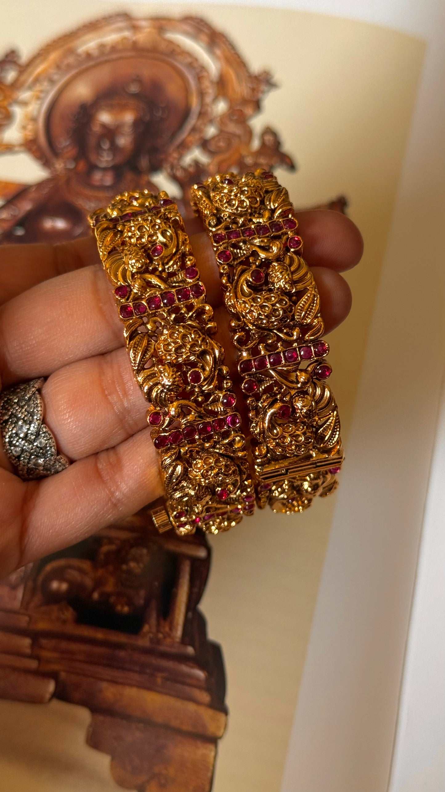 Peacock inspired rajwadi ruby bangles