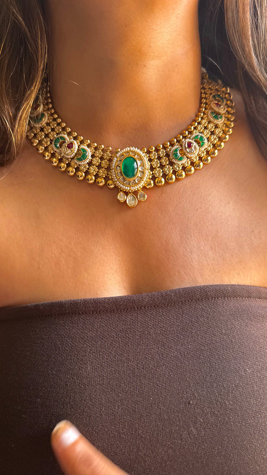 Rajwada tribhuvan das zaveri inspired emerald necklace
