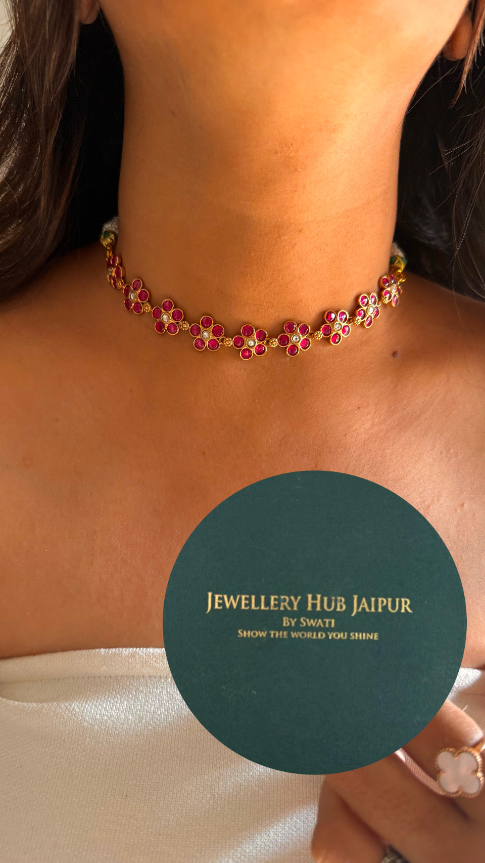 Amrapali inspired with natural stone ruby combo necklace