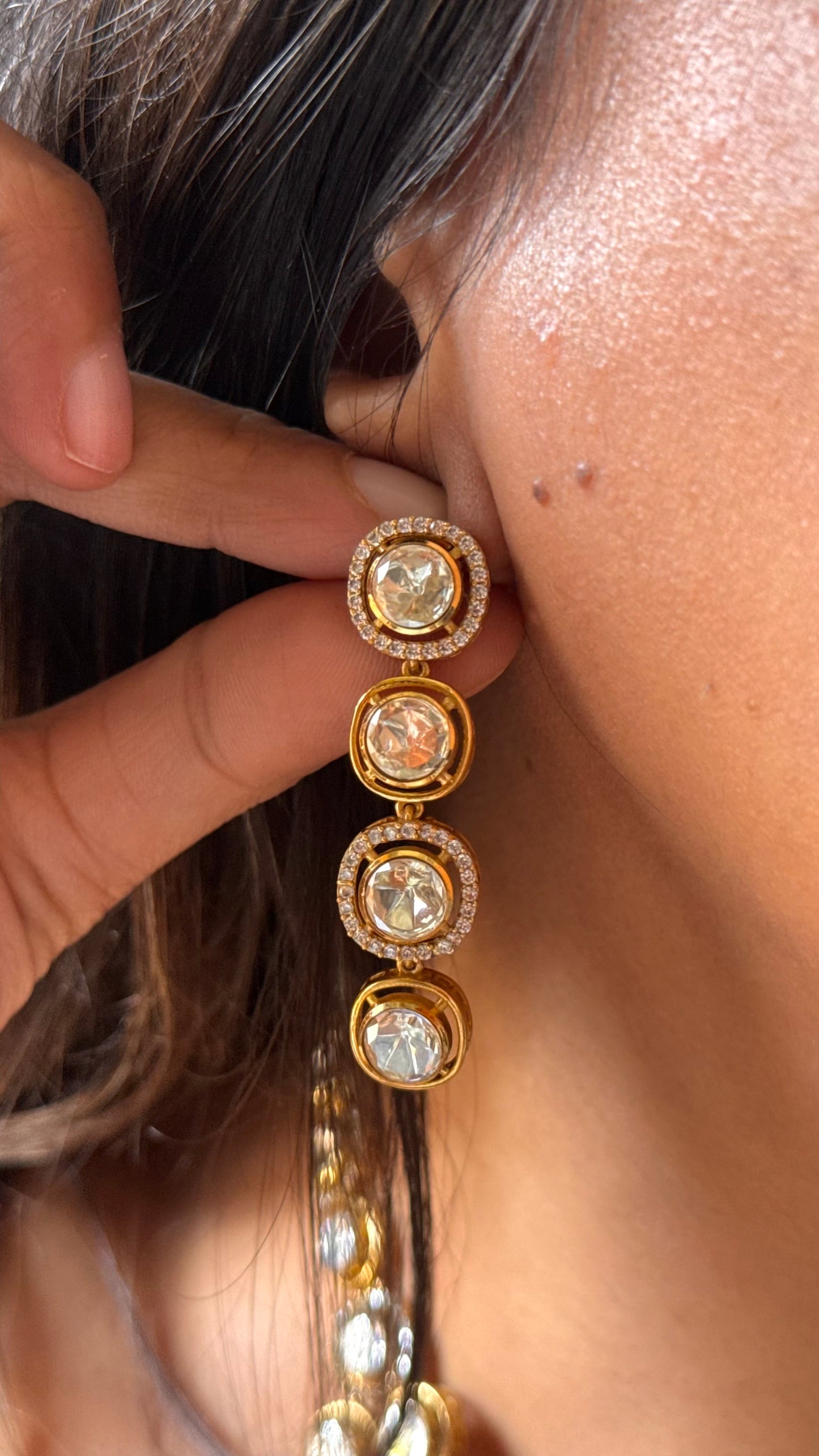 Uncut polki dual line Necklace