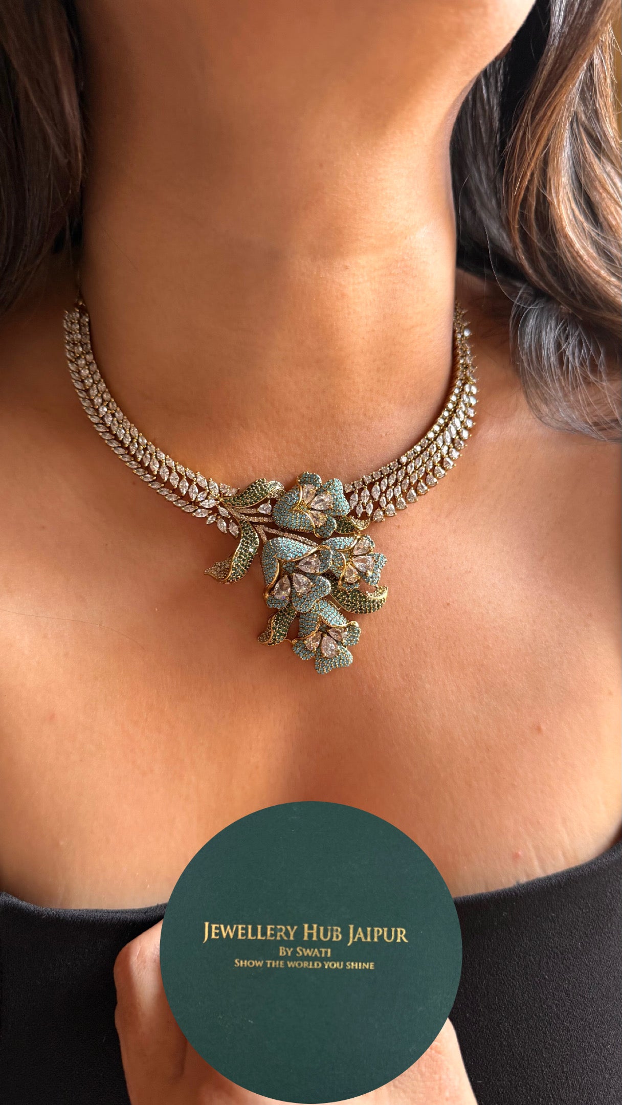 Firoza floral designer cocktail Necklace
