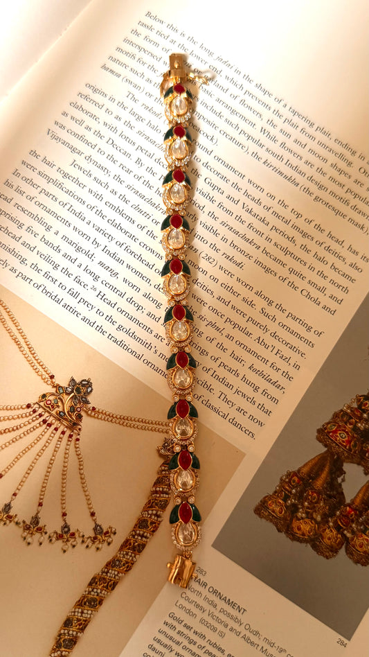 Ruby & emerald katdana leaf moissanite openable bracelet
