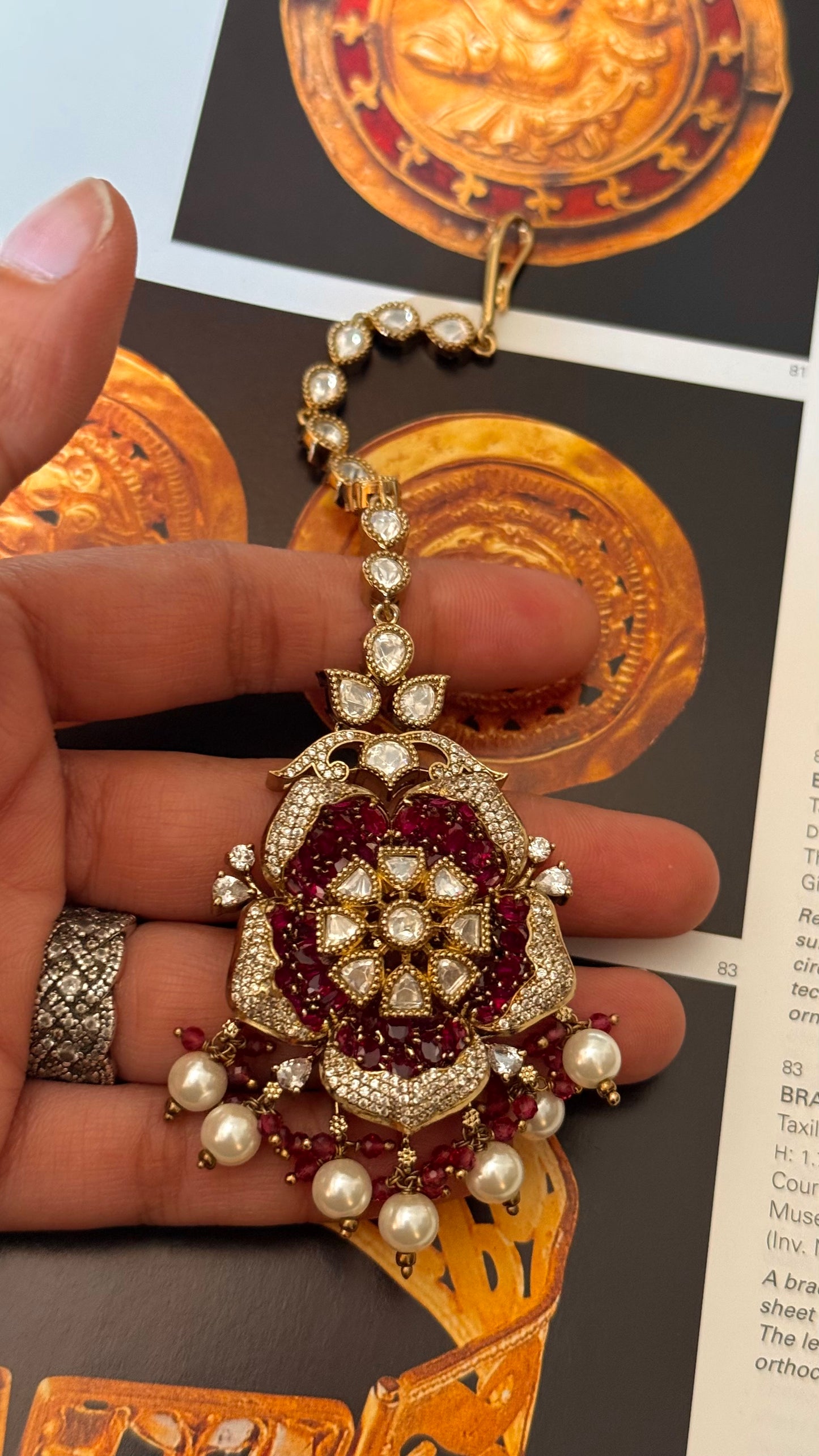 Ruby rani takkar floral Victorian work mangtika