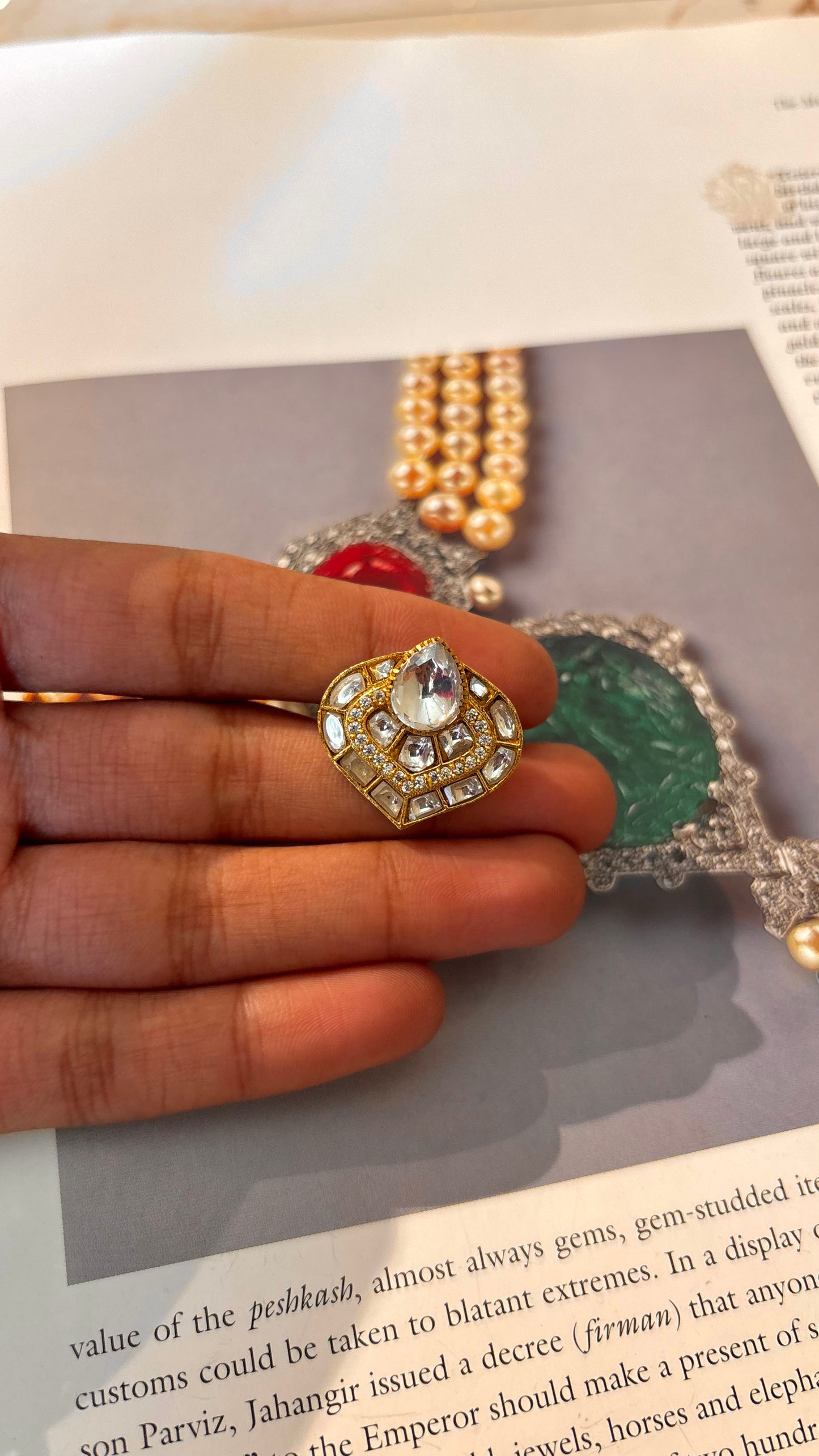 Real pachi polki heritage ring