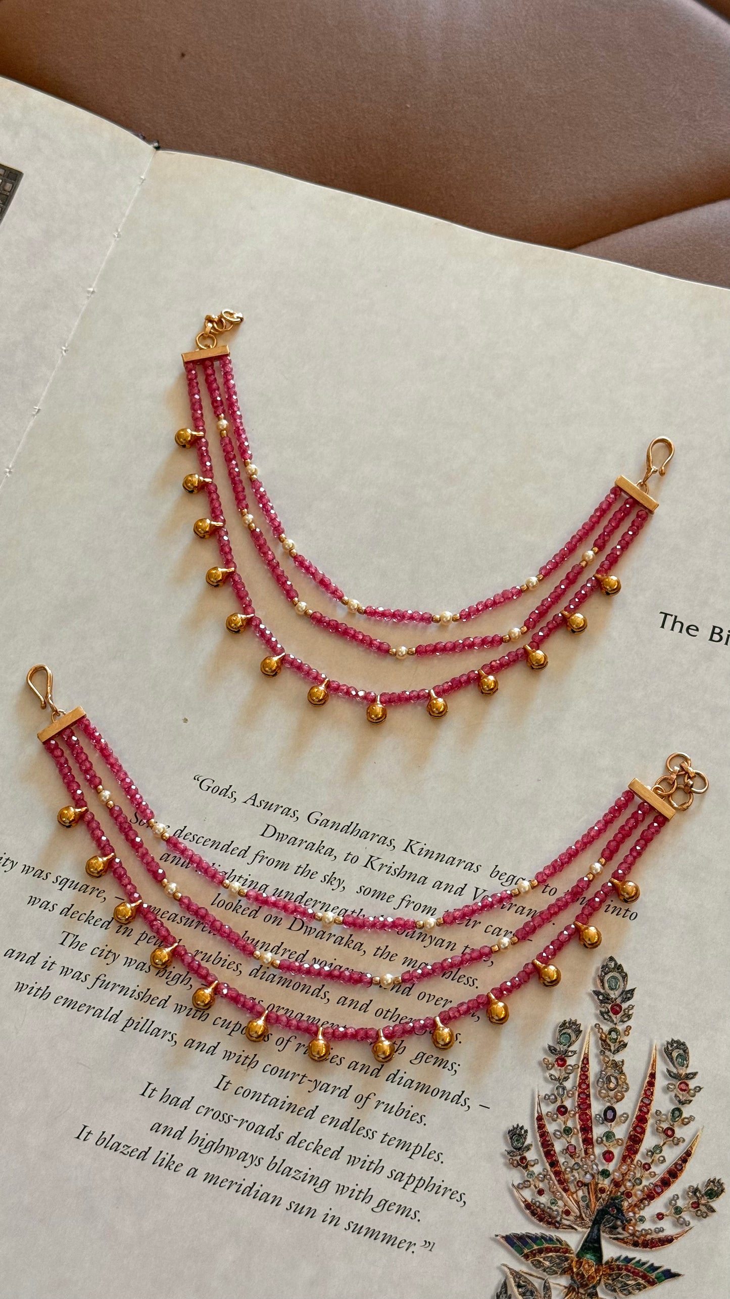 Rani pink three layerd earchain