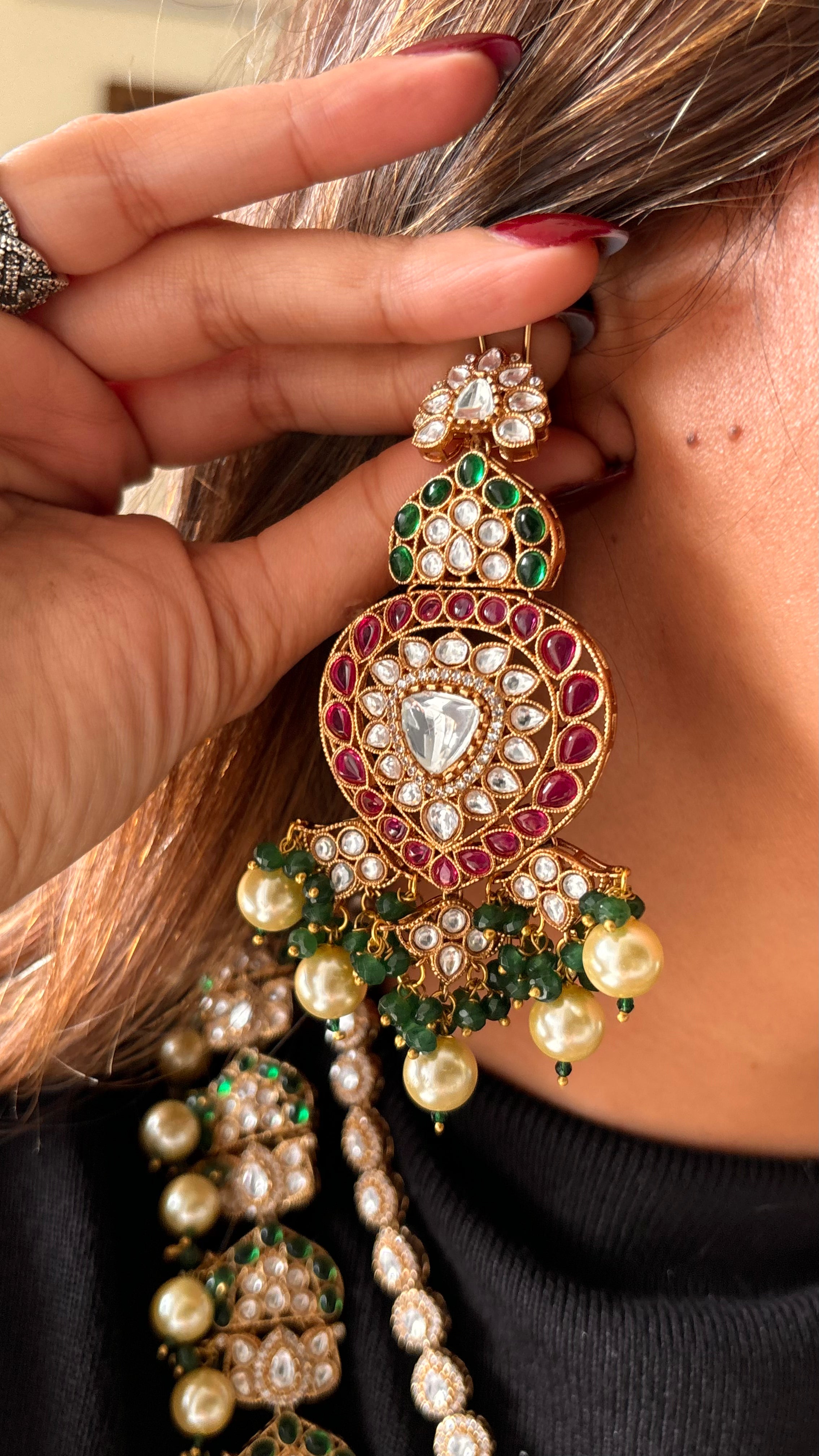 Ruby & emerald Moissanite bridal asia meenakari