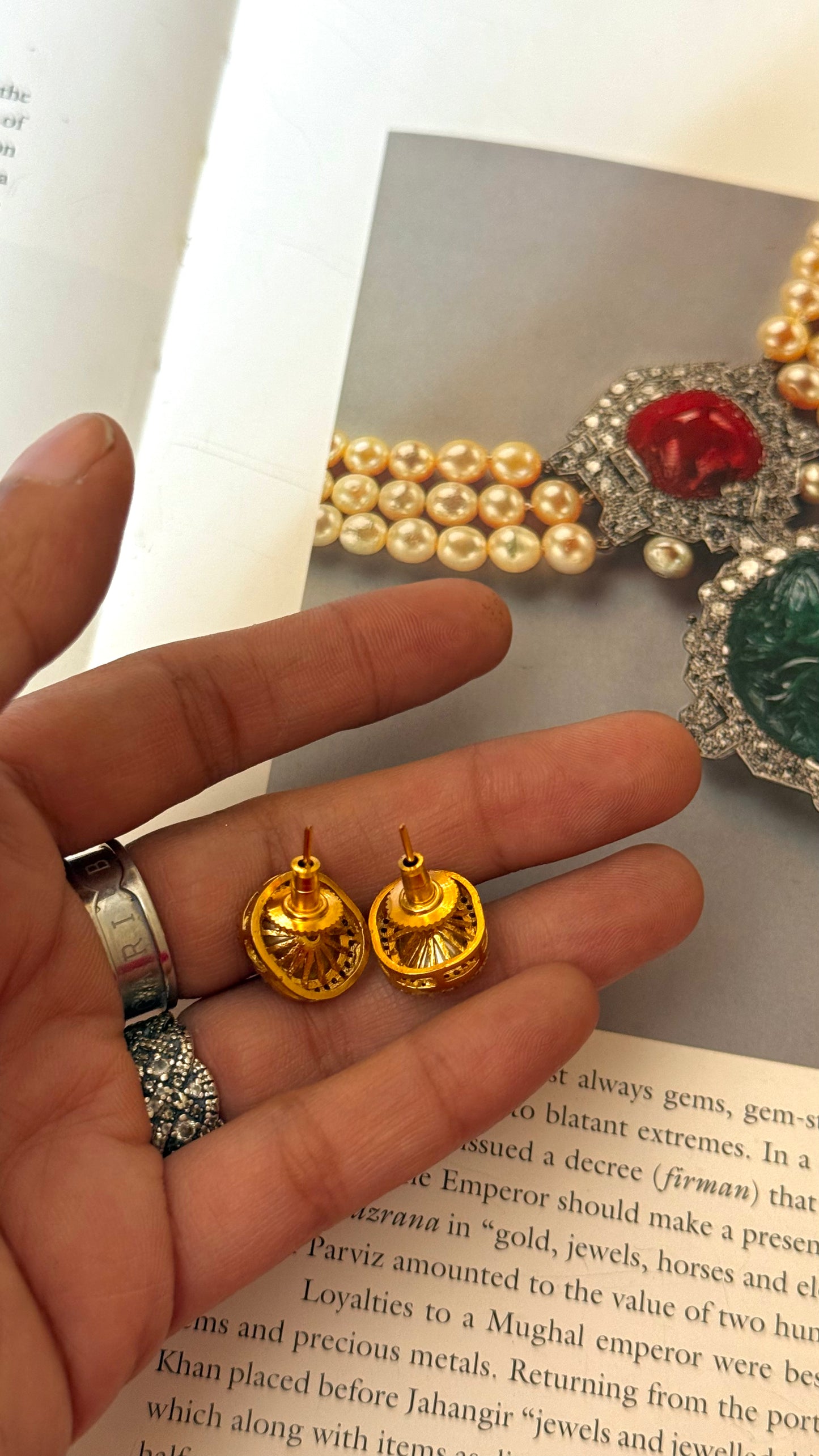 Uncut polki gold studs