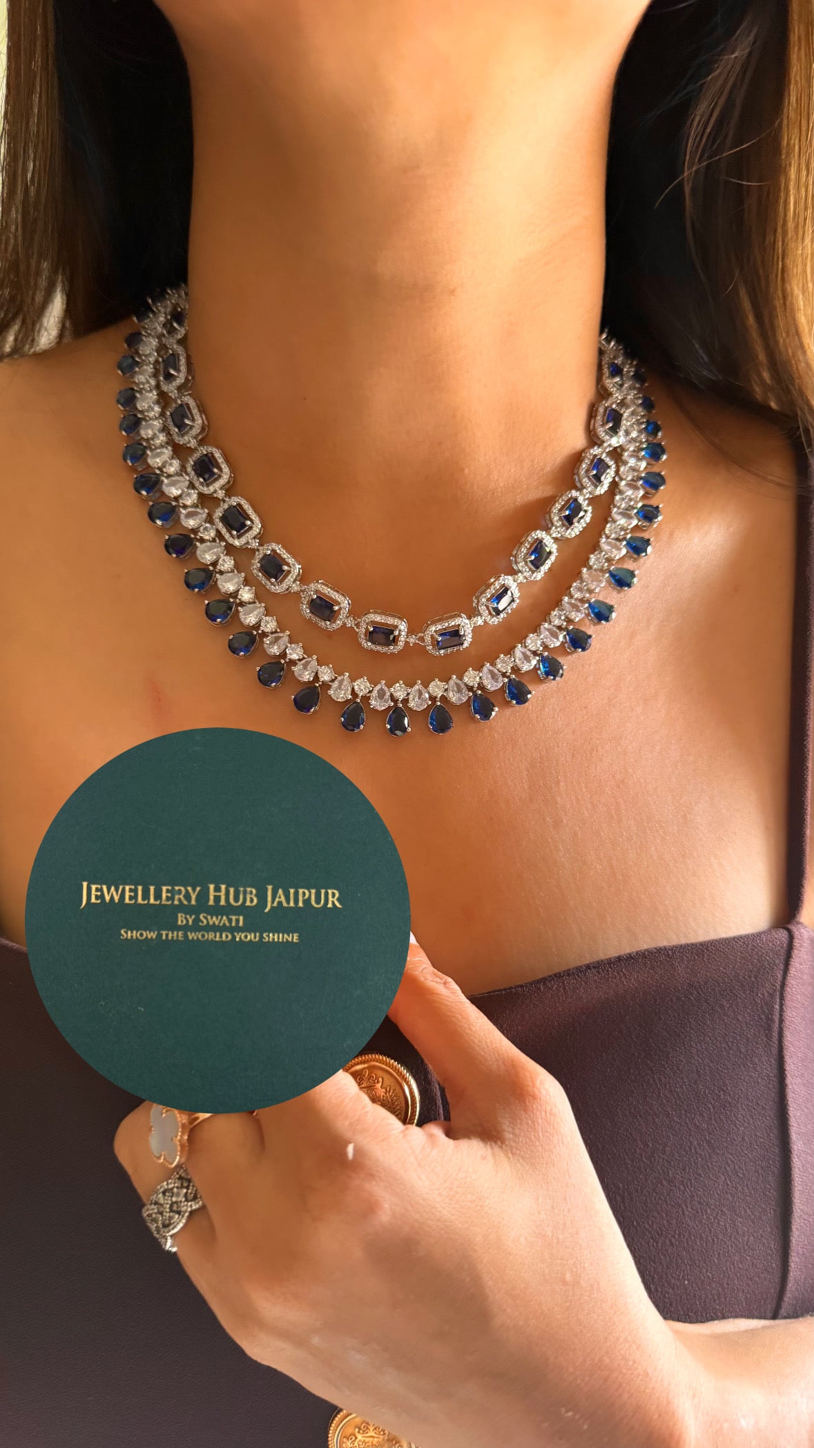 Sapphire dual layer diamond collar set