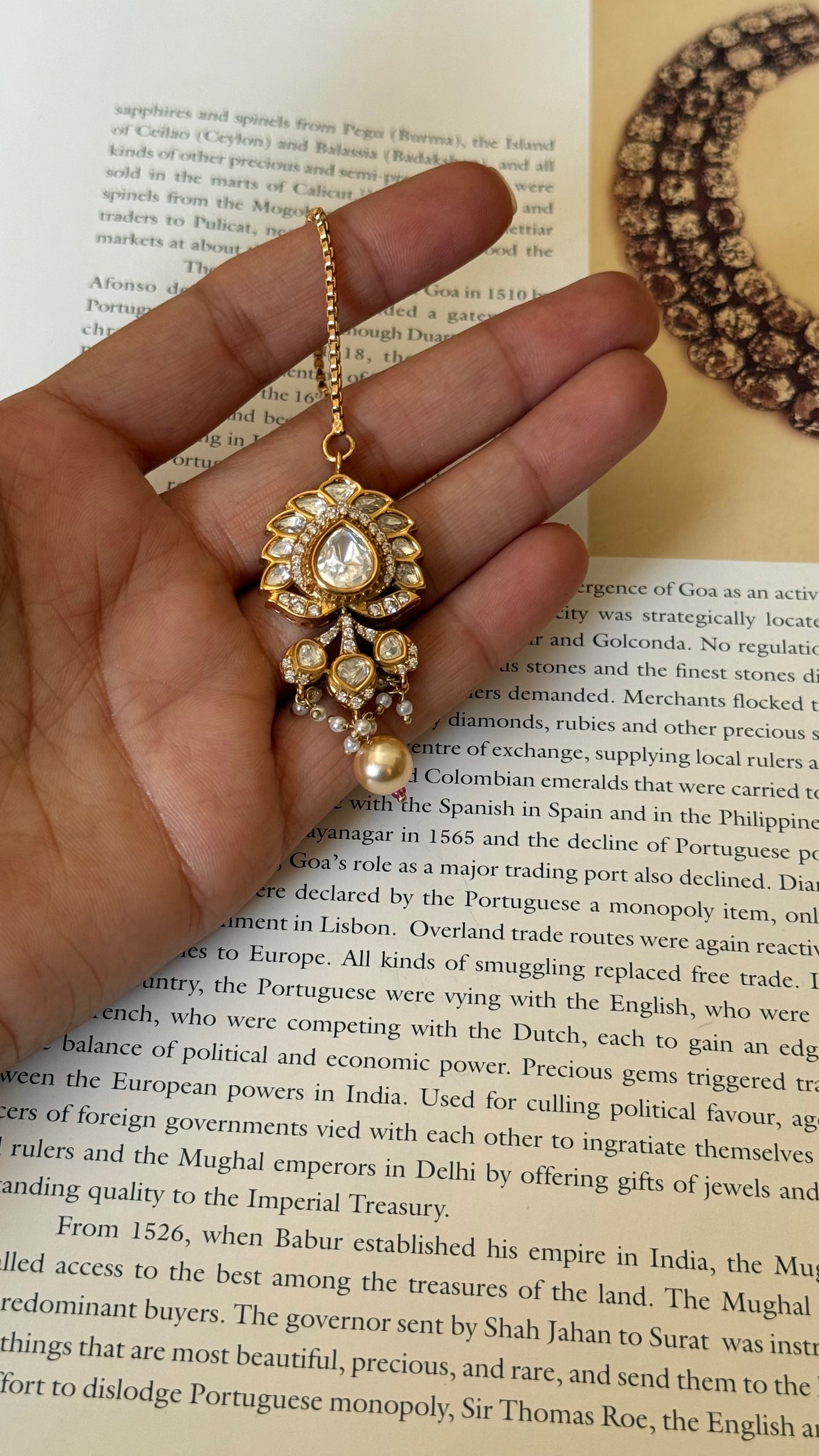 Real moissanite pearl detailing mangtika