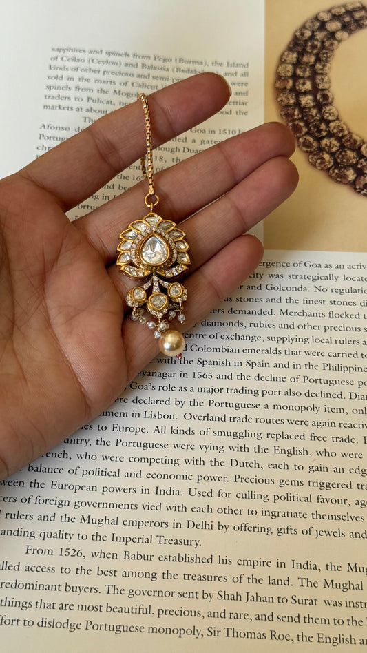 Real moissanite pearl detailing mangtika
