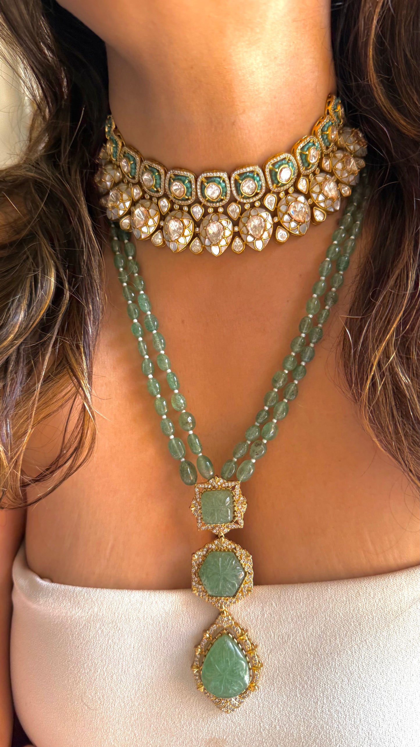 Mother of Pearl & Mint Lv stone combo