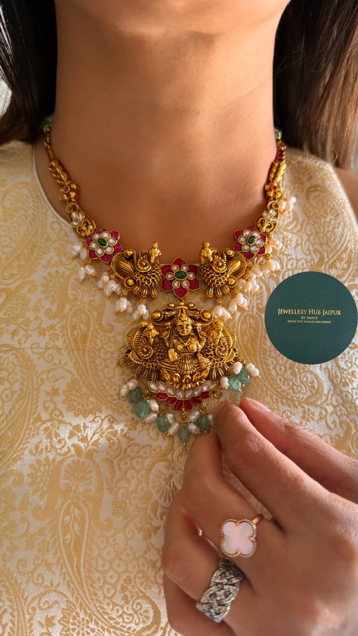 goddess Laxmi Kemp floral necklace
