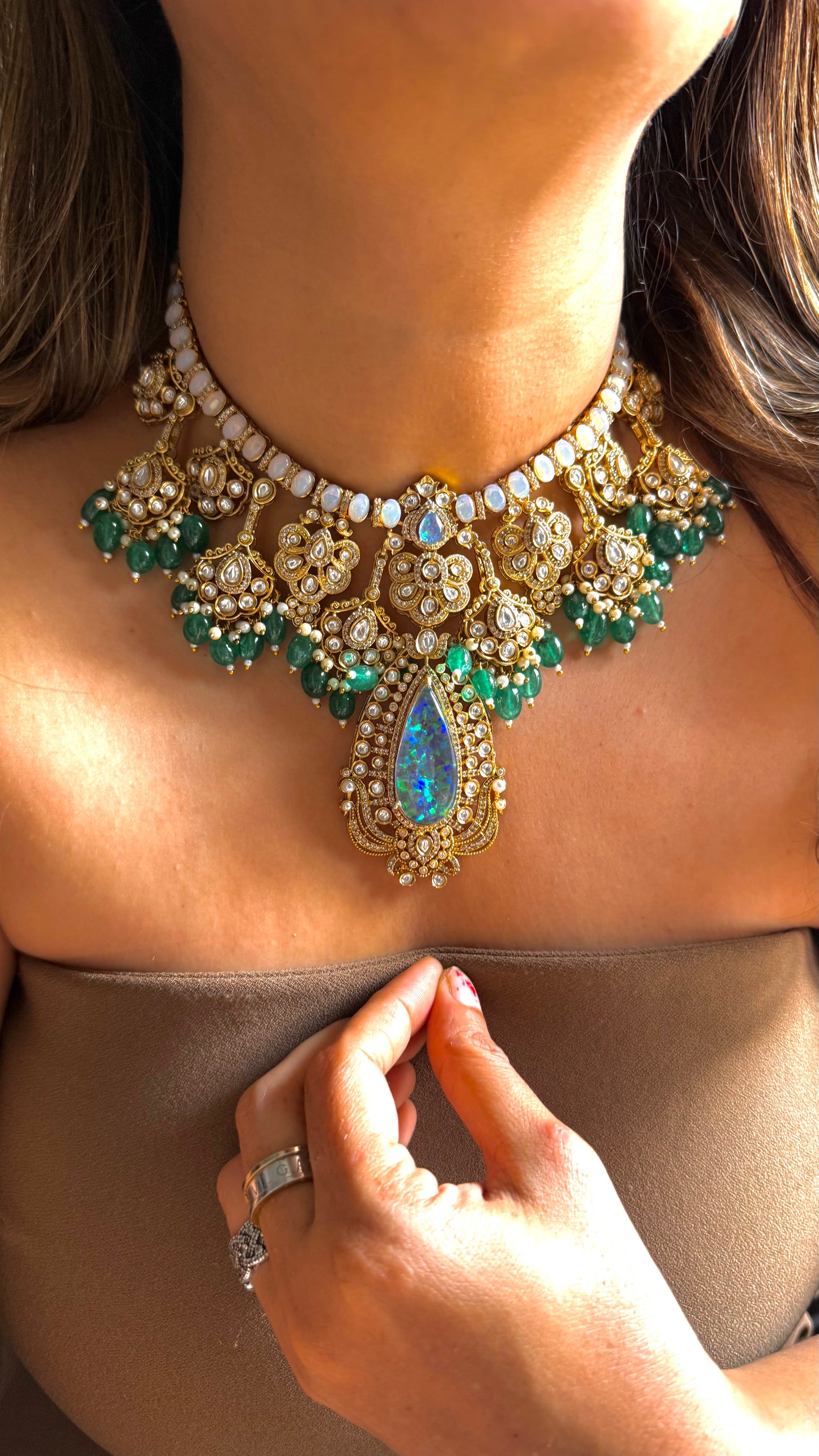 Opal & Emerald necklace set