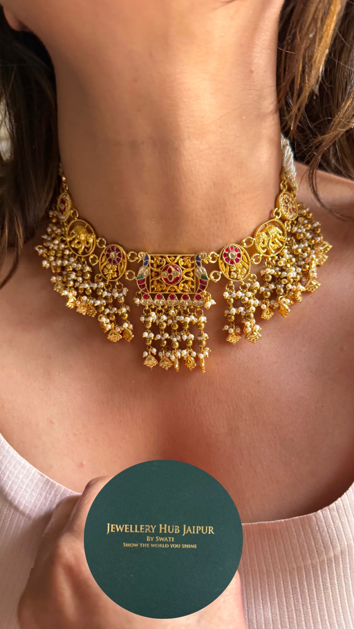 Heer golden rajwadi polki Kanthi necklace