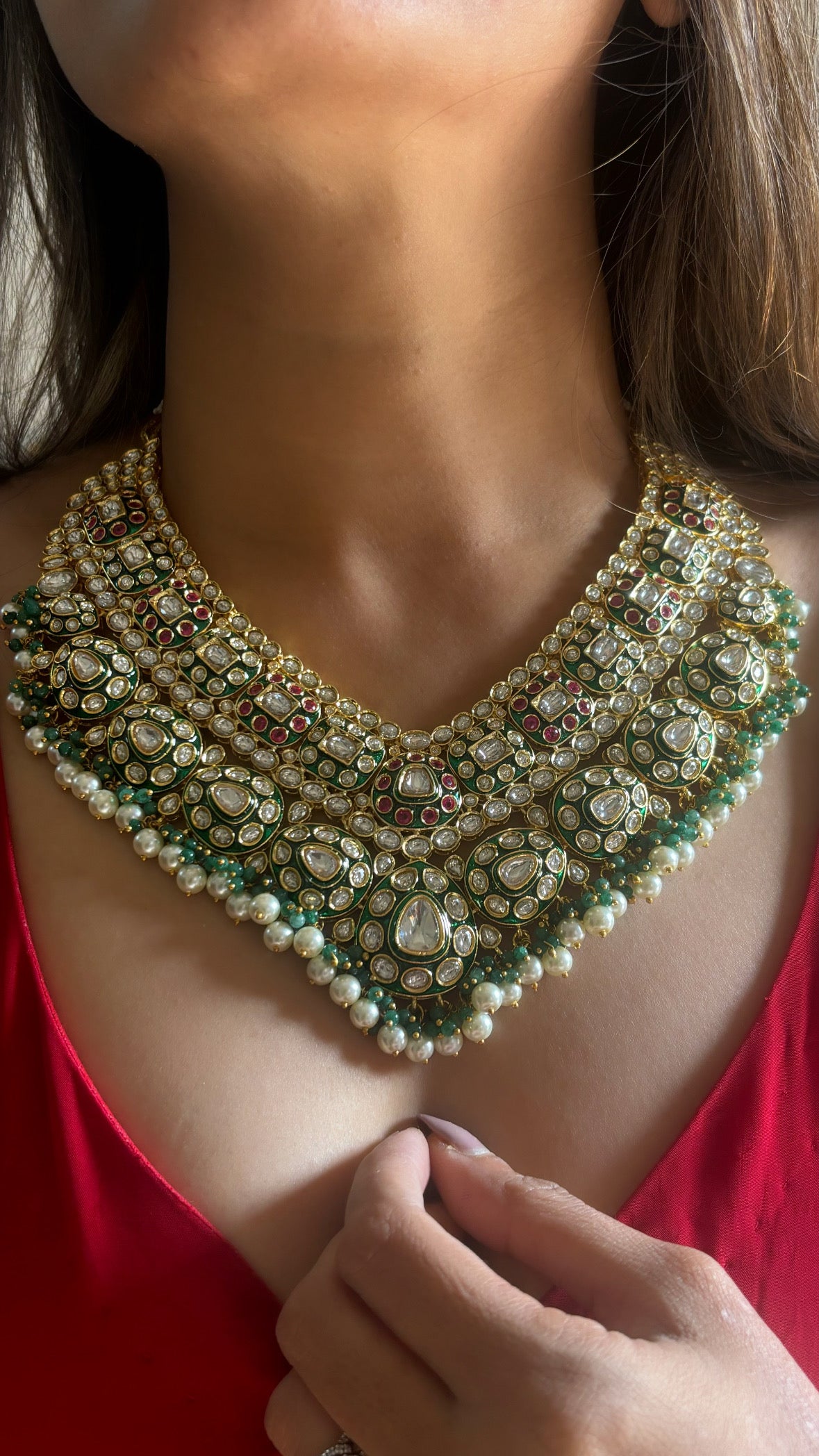 Bridal Asia inspired Chandi polki necklace