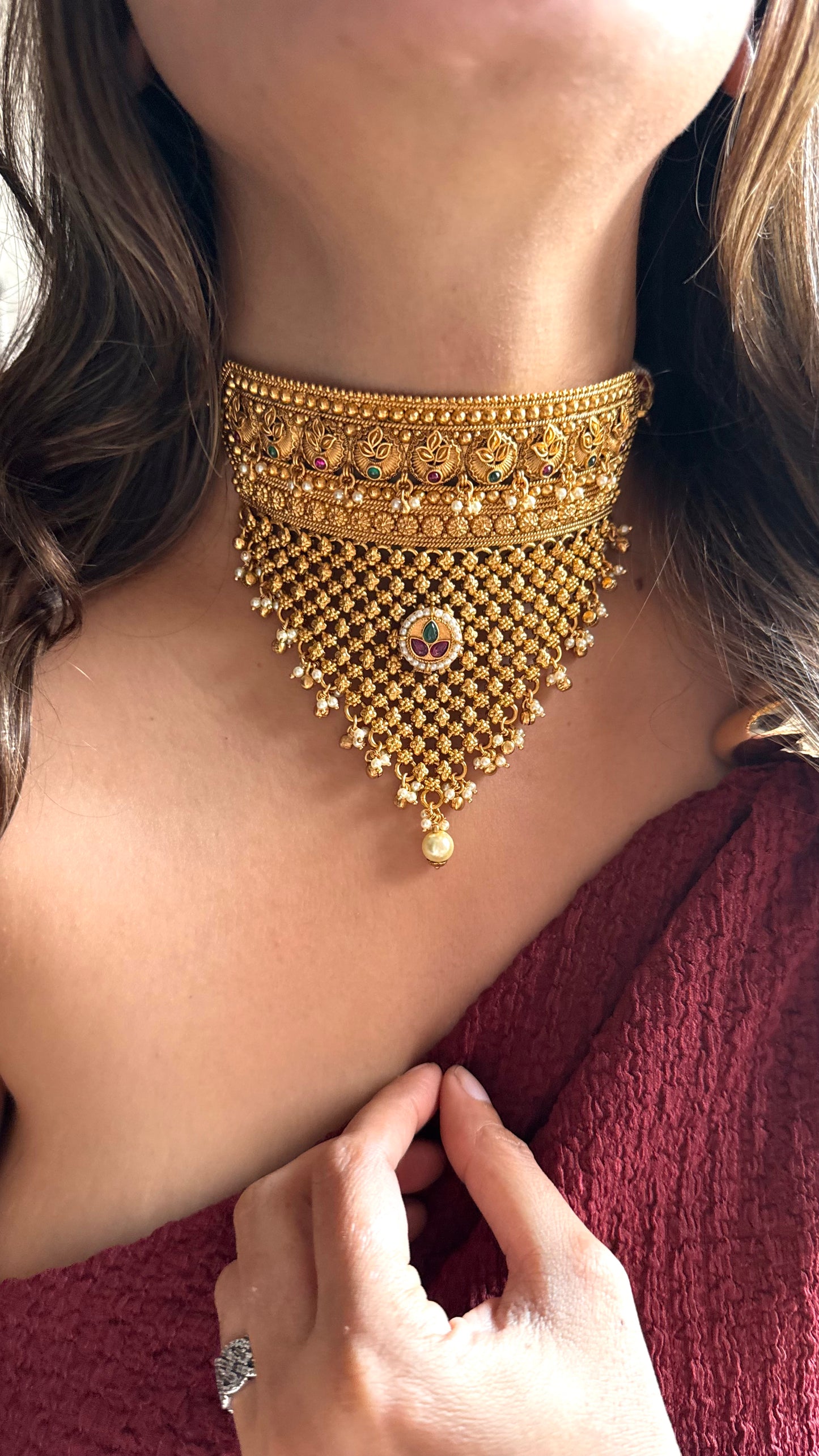 Rajwada Aad with pachi & pearl detailing