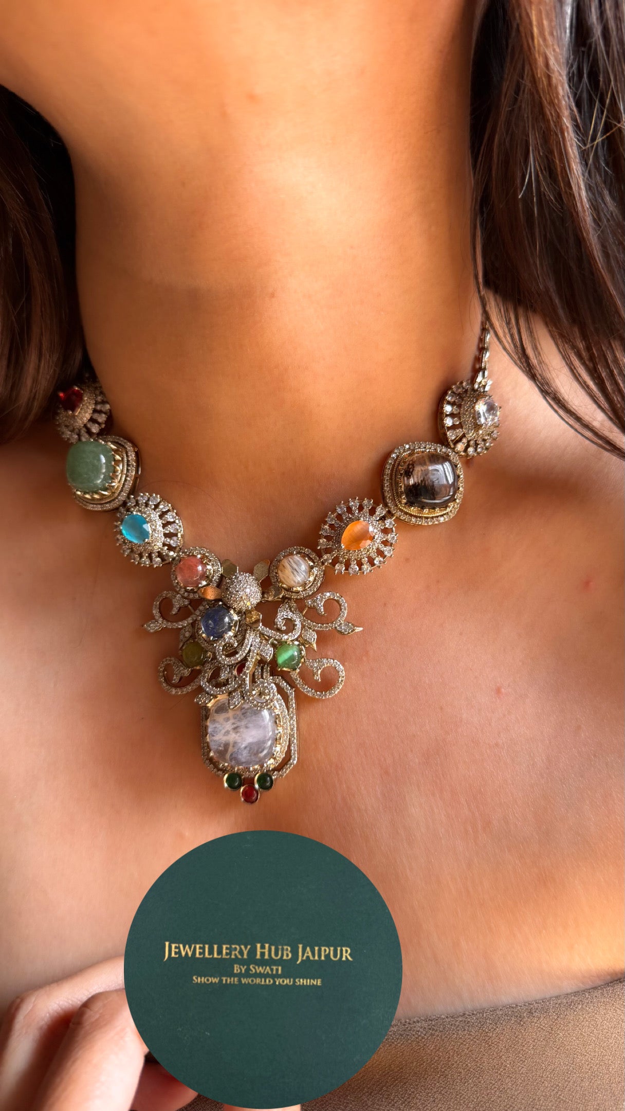 Sabyasachi inspired  designer navratna collar Necklace