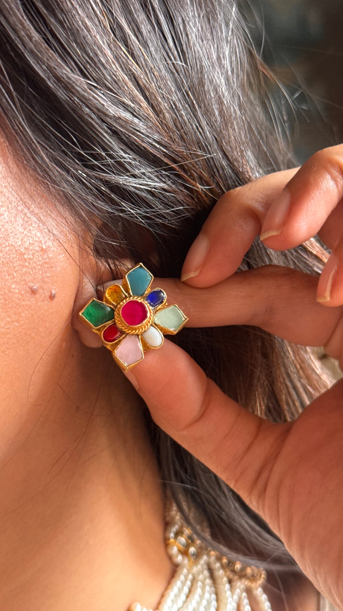 Firoza & ruby pachi Kundan  pearl  Necklace