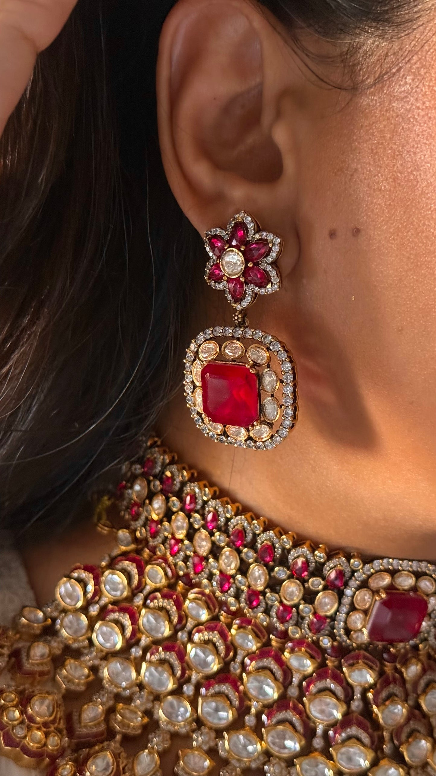 Ruby designer bridal necklace combo