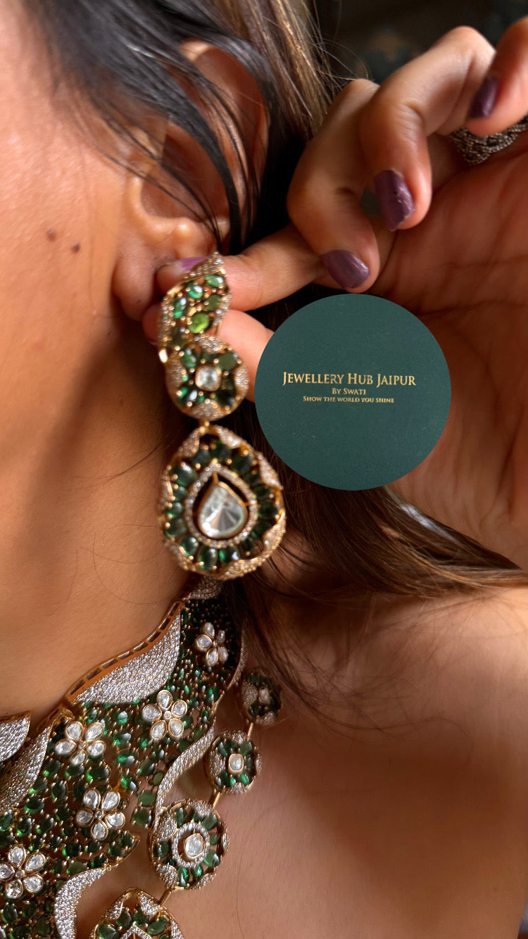 Ruhani Emerald moissanite designer necklace