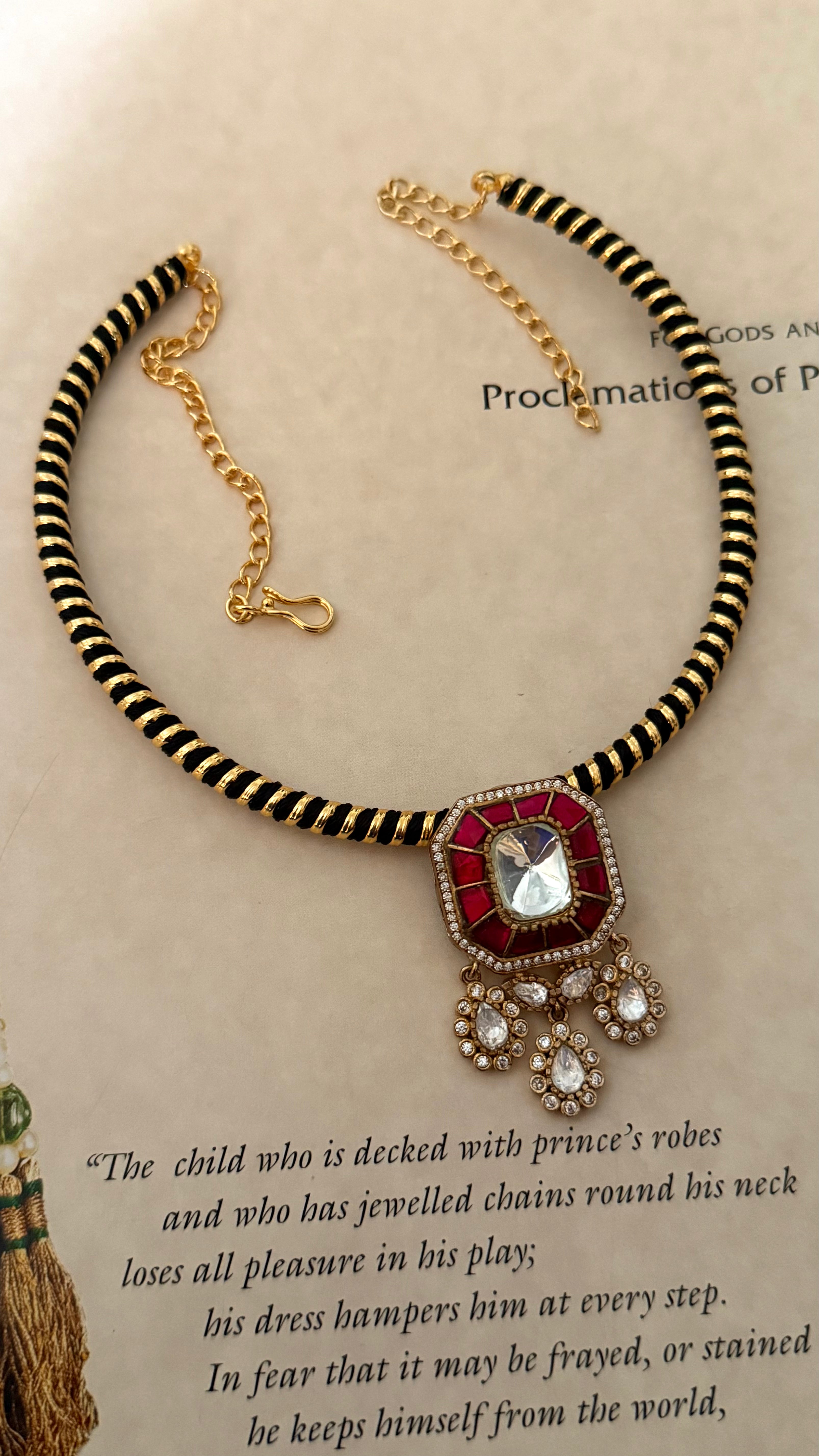 Avani Rani pink katdana moissanite polki designer pendant