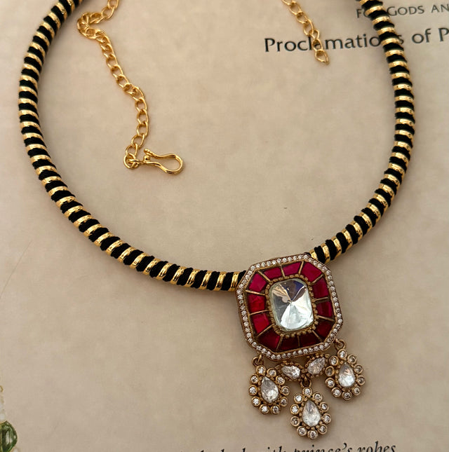 Avani Rani pink katdana moissanite polki designer pendant