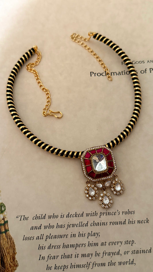 Avani Rani pink katdana moissanite polki designer pendant