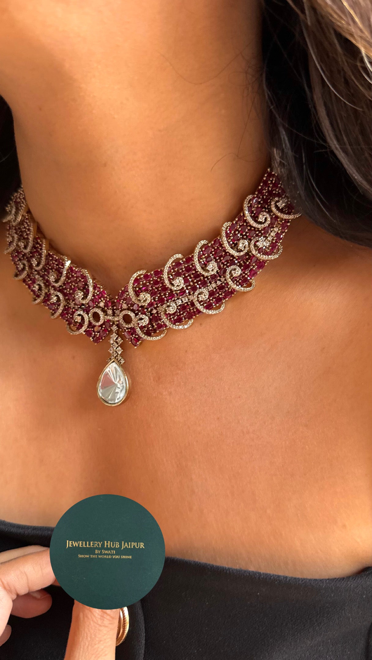 Rani pink doublets designer Necklace