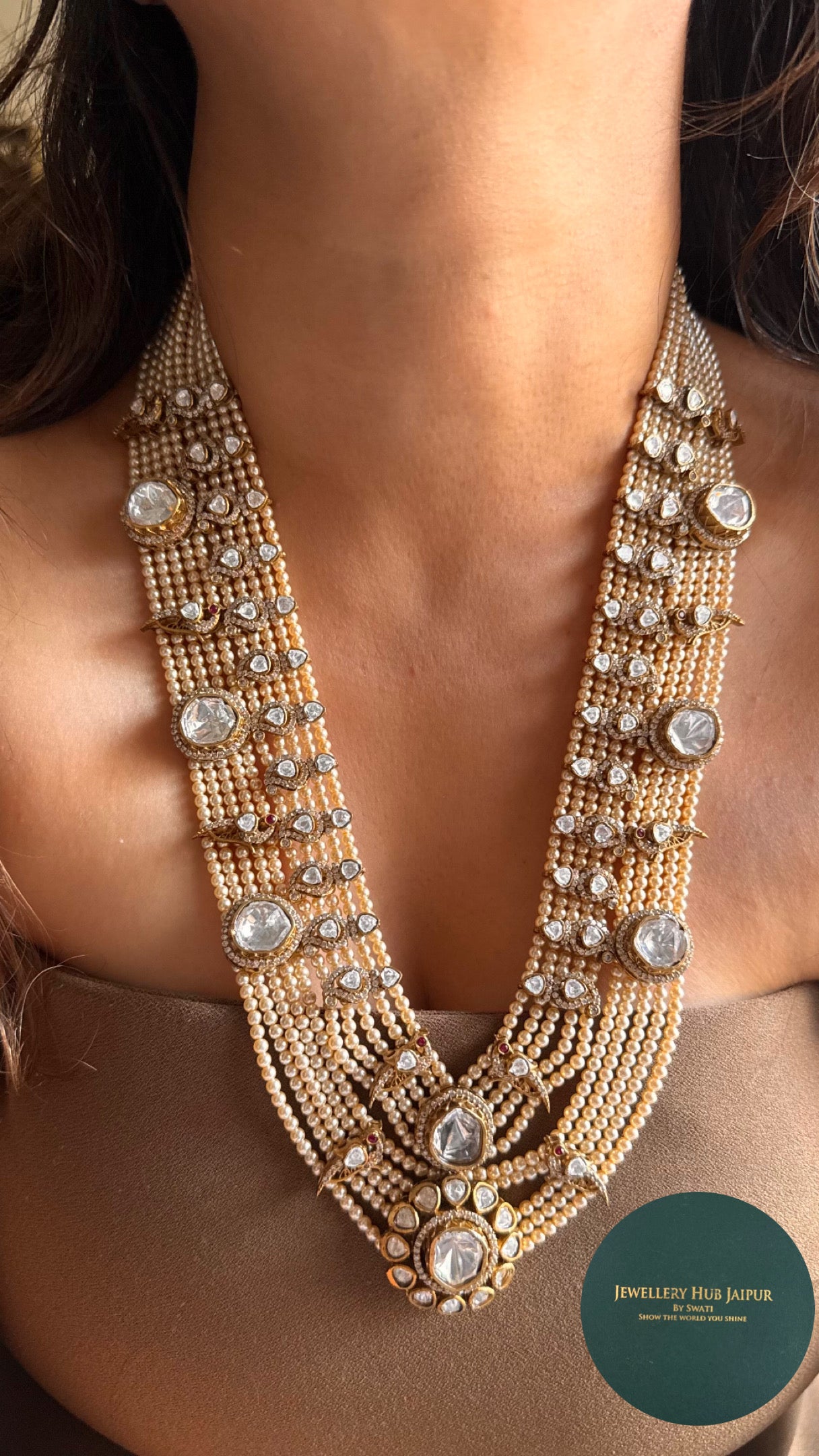 unisex uncut polki mala with earrings Necklace